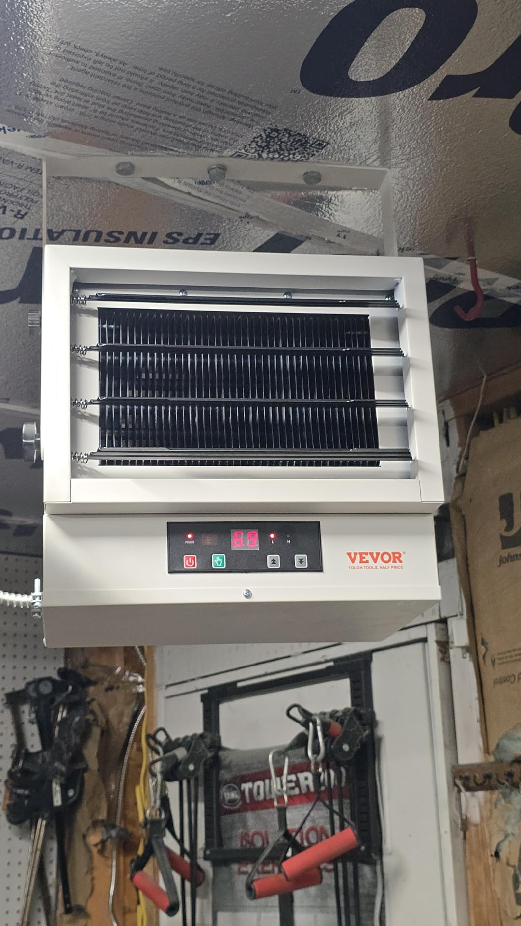 VEVOR Electric Garage Heater, 5000 Watt Digital Fan Forced Wall Ceiling Mount Shop Heater, Remote Control, Overheat Protection, Hardwired Heater with 9 Hour Timer, ETL Listed customer photo 1