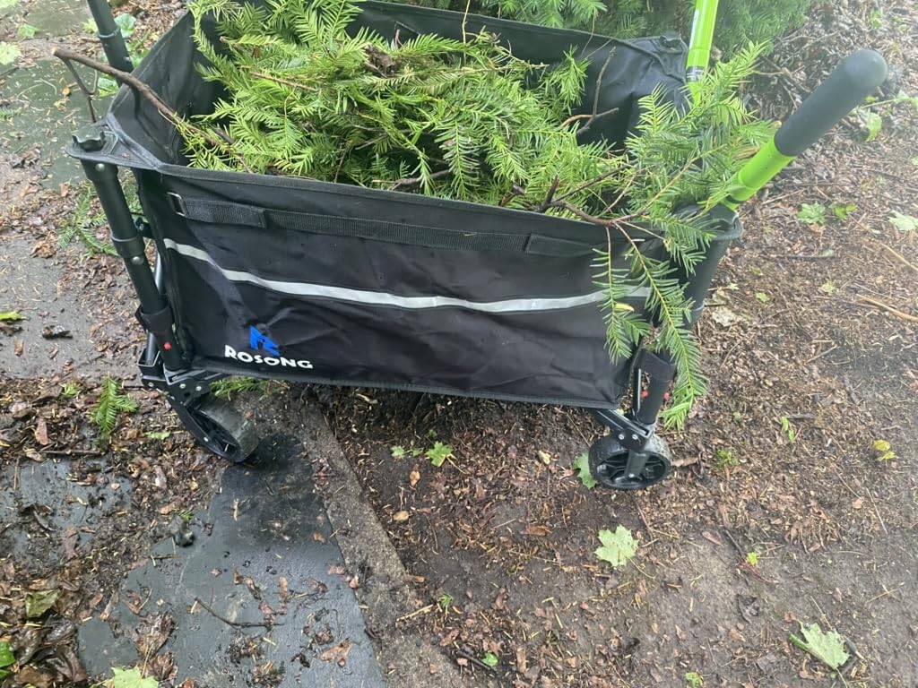 ROSONG Collapsible Wagon Cart with Wheels Foldable - Folding Utility Heavy Duty Wagons Carts for Grocery Sports Garden Shopping Camping Wheelbarrows (Black, 120L) customer photo 2