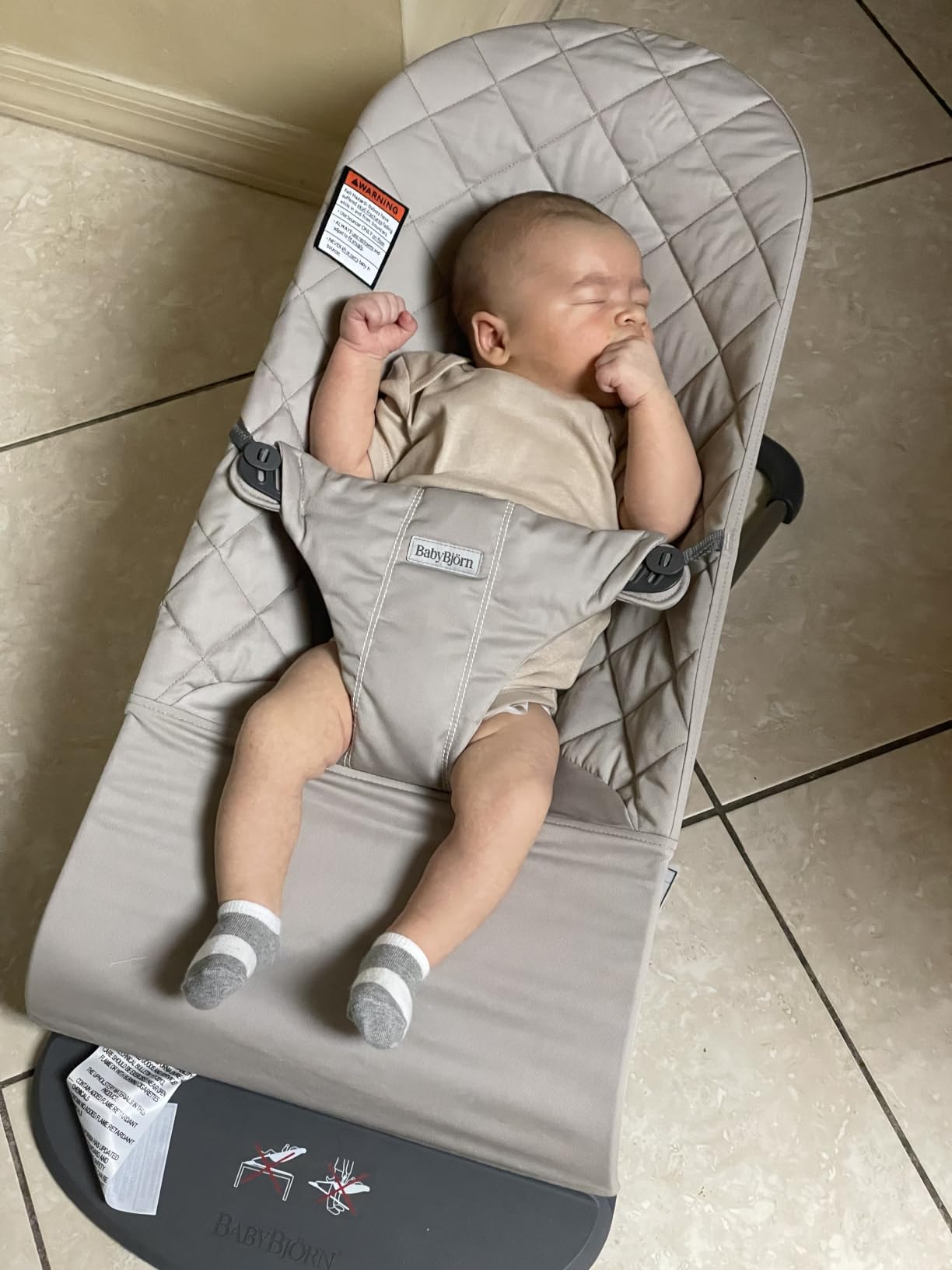 BabyBjorn Bouncer Bliss, Sand Gray, Woven, Classic Quilt | 2-in-1 Adjustable Baby Bouncer Seat and Toddler Chair, Newborn to Toddler (8-29 lbs), 4 Positions, Lightweight & Portable customer photo 1