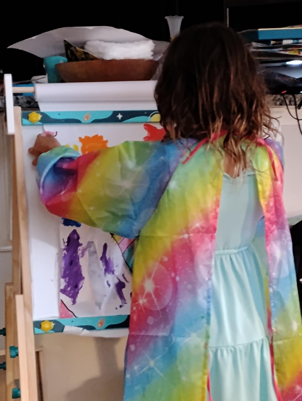 Joyooss Art Easel for Kids Easel for Toddlers, Adjustable Painting Station Wooden Easel Toddler Easels Kids Board Whiteboard & Chalk Board, Art Easel for Kid Age 4-8 9-12 Kid Easel customer photo 2