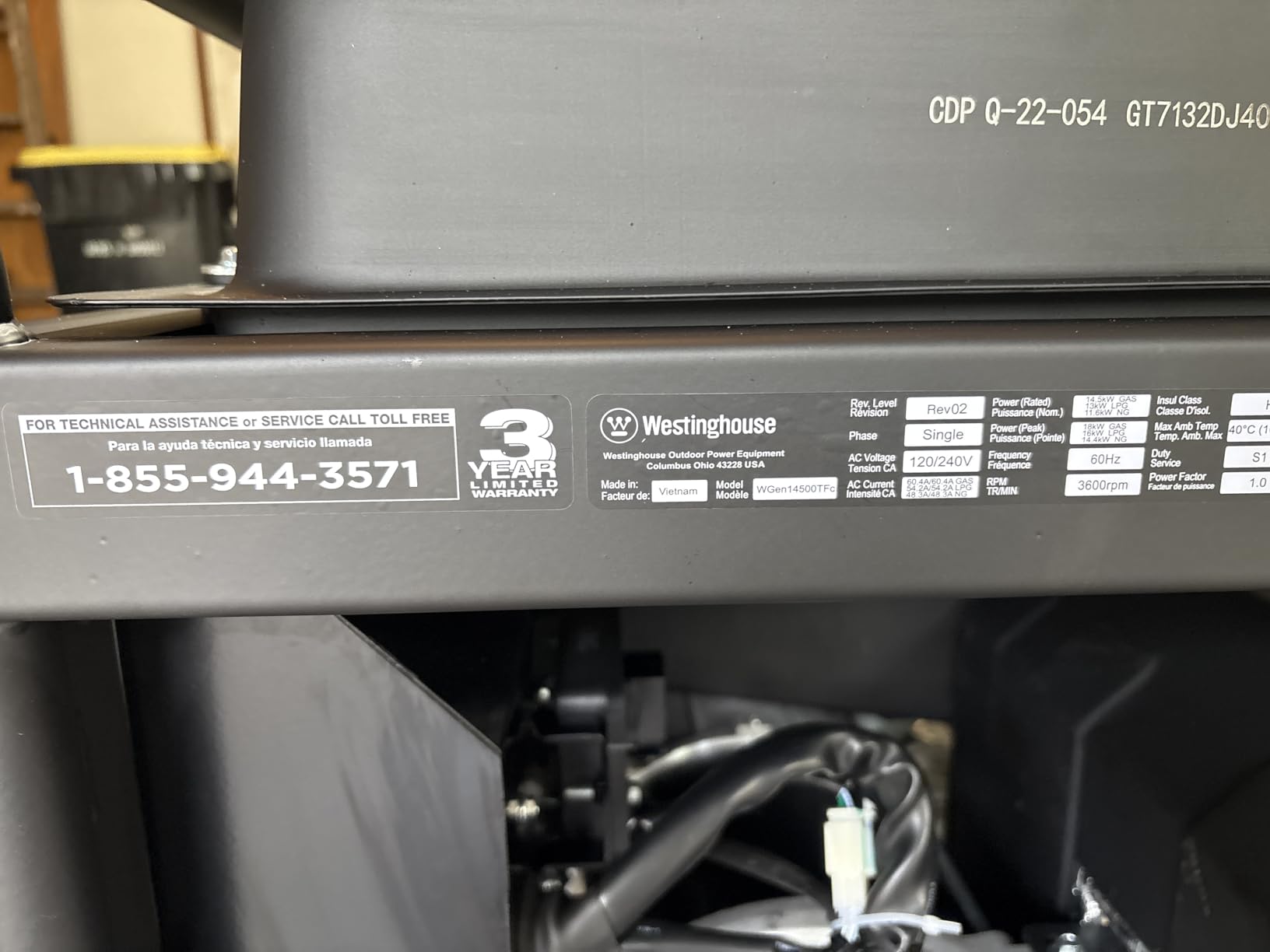 Westinghouse 18000 Peak Watt Tri-Fuel Home Backup Portable Generator, Remote Electric Start, Transfer Switch Ready, Gas, Propane, and Natural Gas Powered, CO Sensor customer photo 1