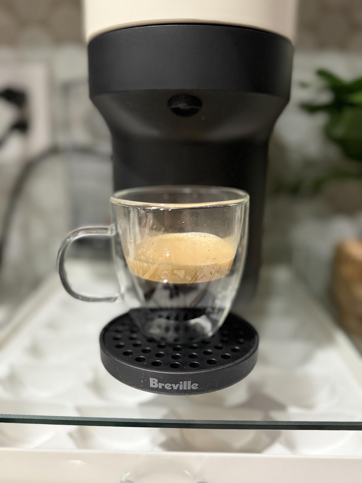 Vertuo Pop+ Coffee & Espresso Maker by Breville, Coconut White | Coconut white coffee machine with compact design, 25 fl. oz. side tank, 30 second heat-up and one touch brewing. customer photo 1
