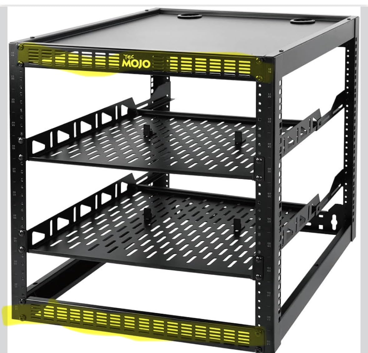 Tecmojo 12U Open Frame Network Rack for IT & AV Gear, AV Rack Floor Standing or Wall Mounted, with 2 PCS 1U Rack Shelves & Mounting Hardware, Network Rack for 19