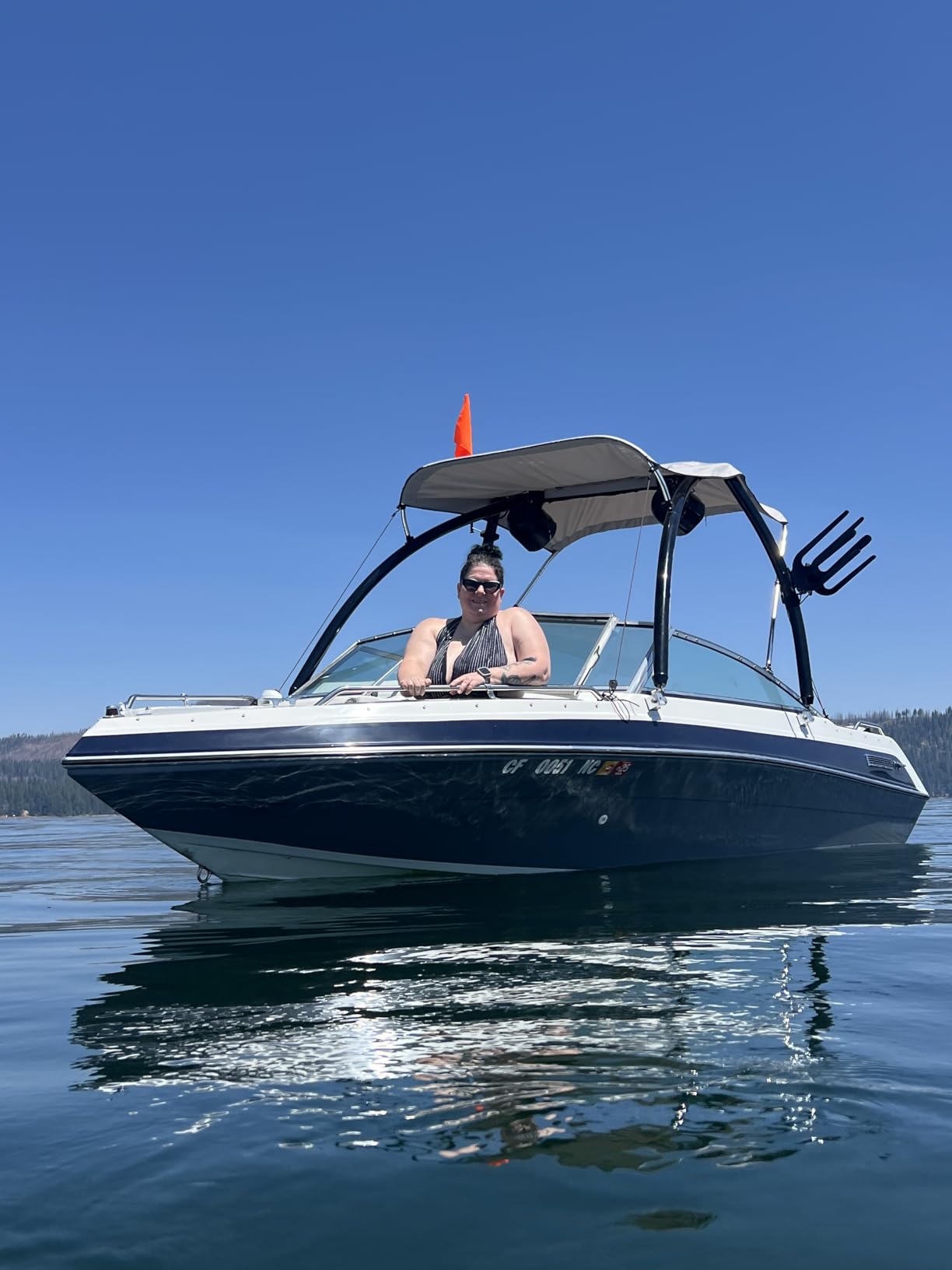 VEVOR 4 Bow Boat Bimini Tops, 600D Polyester Canopy with Aluminum Alloy Frame, Waterproof & Sun Shade Boat Awning Canopy with Storage Bag, 2 Support Poles, 4 Straps, 8'Lx(91