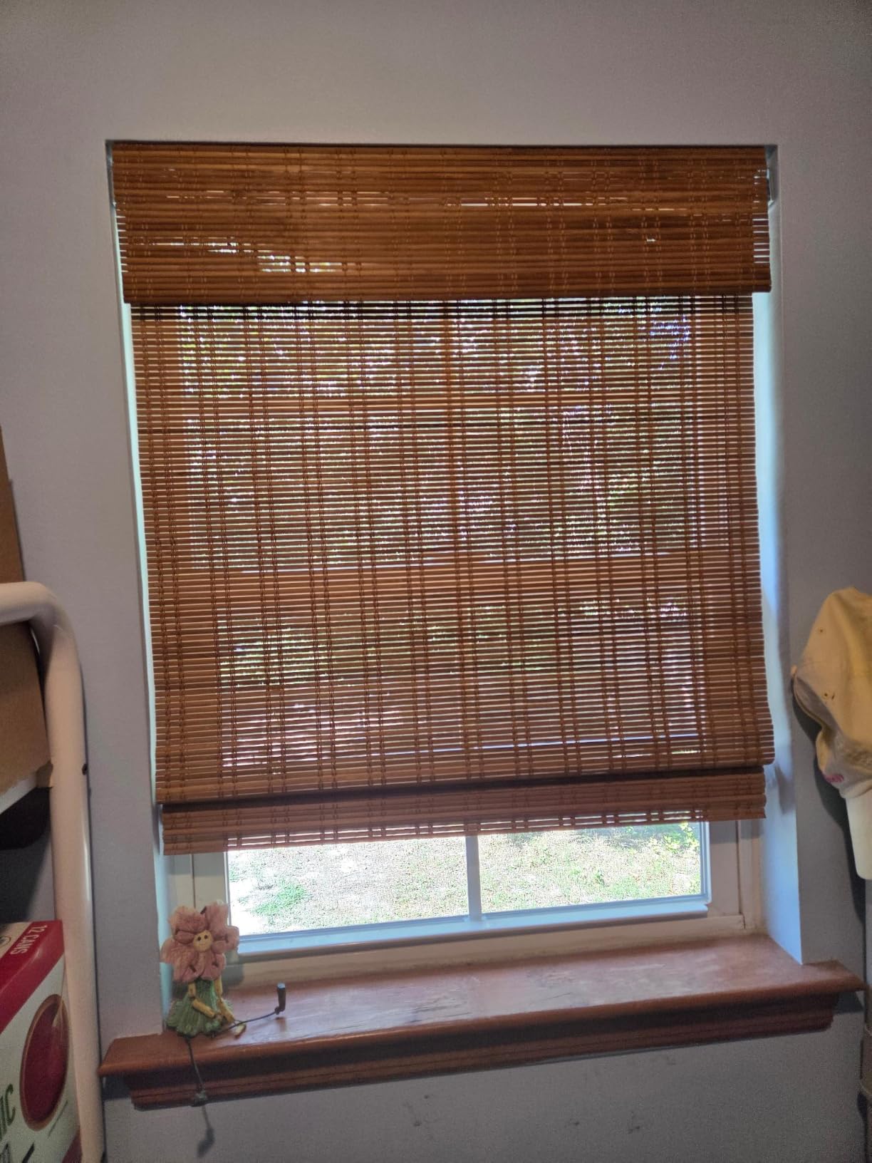 LazBlinds No Drill Bamboo Roman Shades, 34x64, Ceylon Light Russet | Light Filtering Window Treatment, No Tools Cordless Roll Up Bamboo Blinds for Window customer photo 1