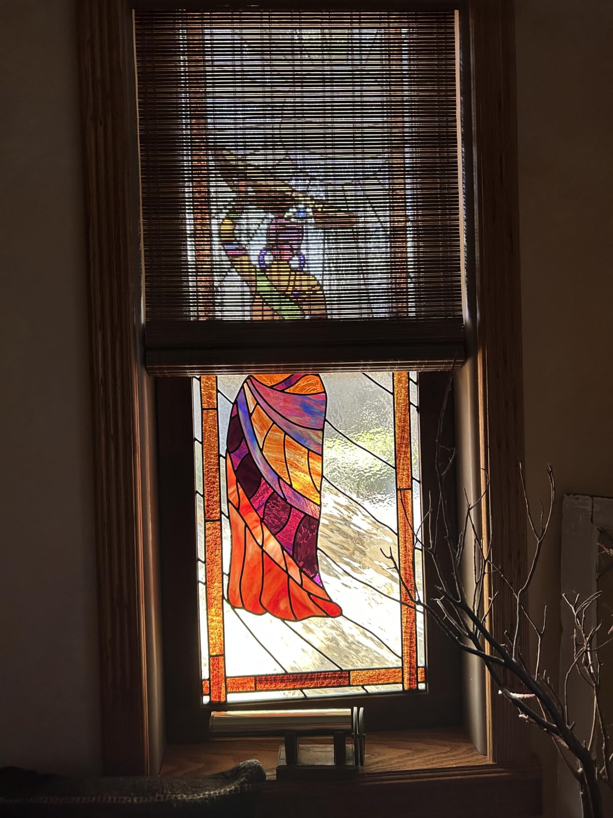 LazBlinds No Drill Bamboo Roman Shades, 34x64, Ceylon Light Russet | Light Filtering Window Treatment, No Tools Cordless Roll Up Bamboo Blinds for Window customer photo 2