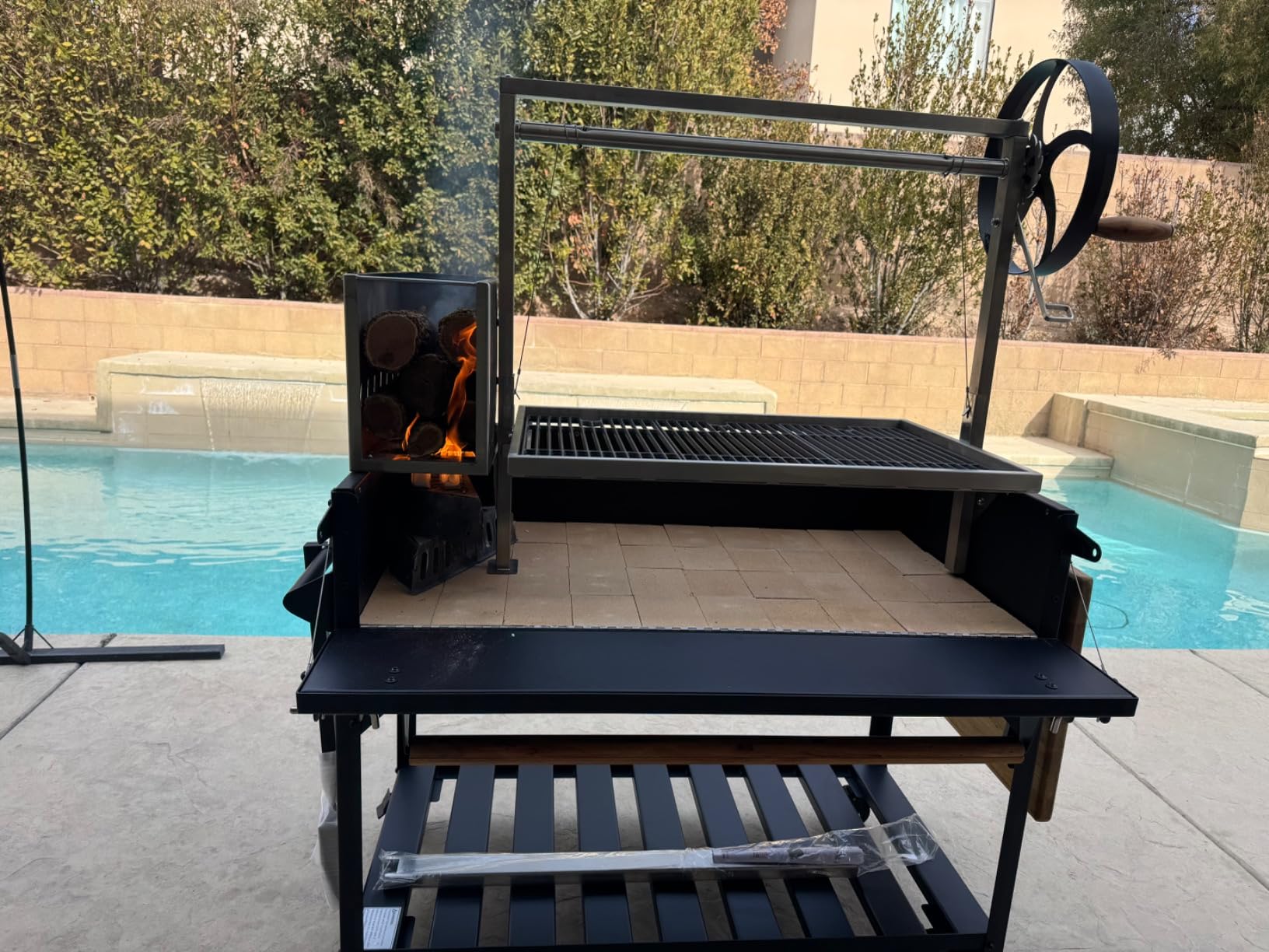 Backyard Discovery Argentine Santa Maria Wood Fire & Charcoal BBQ Grill with Brasero, Adjustable Grill Grates, Fire Bricks, Heavy-Duty Steel, S-Hooks, Acacia Wood Table for Outdoor Gaucho Grilling customer photo 2