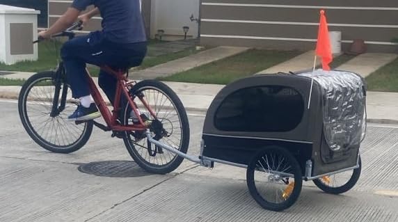 VEVOR Dog Bike Trailer, Supports up to 88 lbs, Pet Cart Bicycle Carrier, Easy Folding Frame with Quick Release Wheels, Universal Bicycle Coupler, Reflectors, Flag, Collapsible to Store customer photo 1