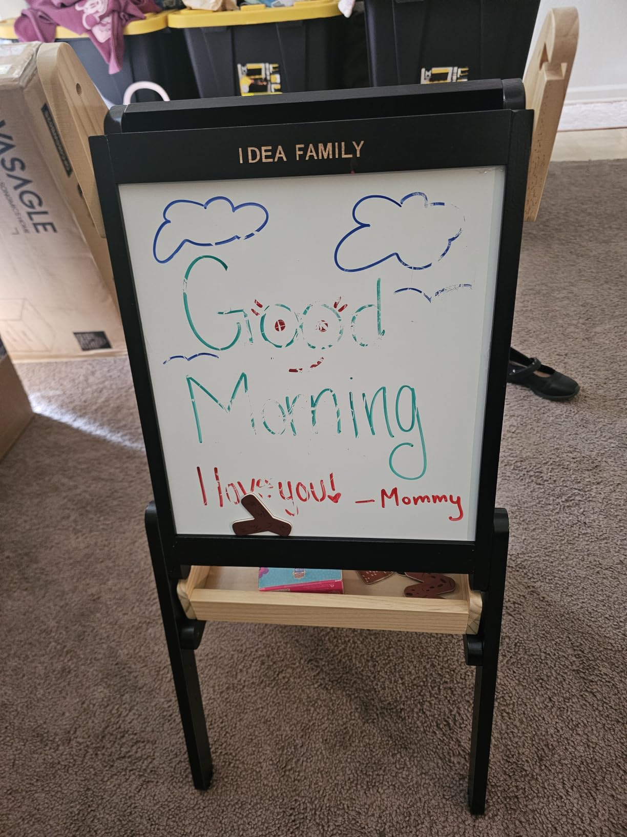 3 in 1 Easel for Little Kids with Wood Tray, Double Sided Wooden Easel with Paper Roll, Magnetic Whiteboard & Dry Erase Black Chalkboard, Height Adjustable customer photo 1
