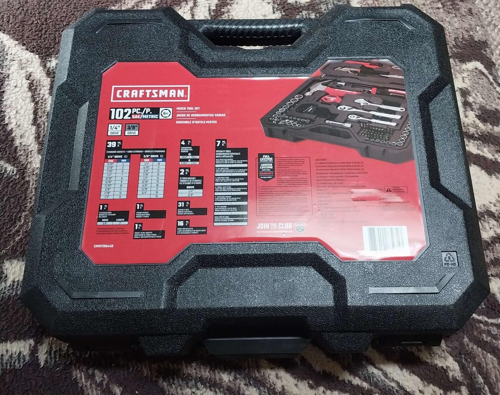 CRAFTSMAN 102-Piece Tool Kit for Home and Car, Durable Hand Tools Set with SAE and Metric Socket Set, Screwdrivers, Wrench, Hammer, Pliers, Knife, Hex Keys, Specialty Bits, Tape Measure (CMMT99449) customer photo 2