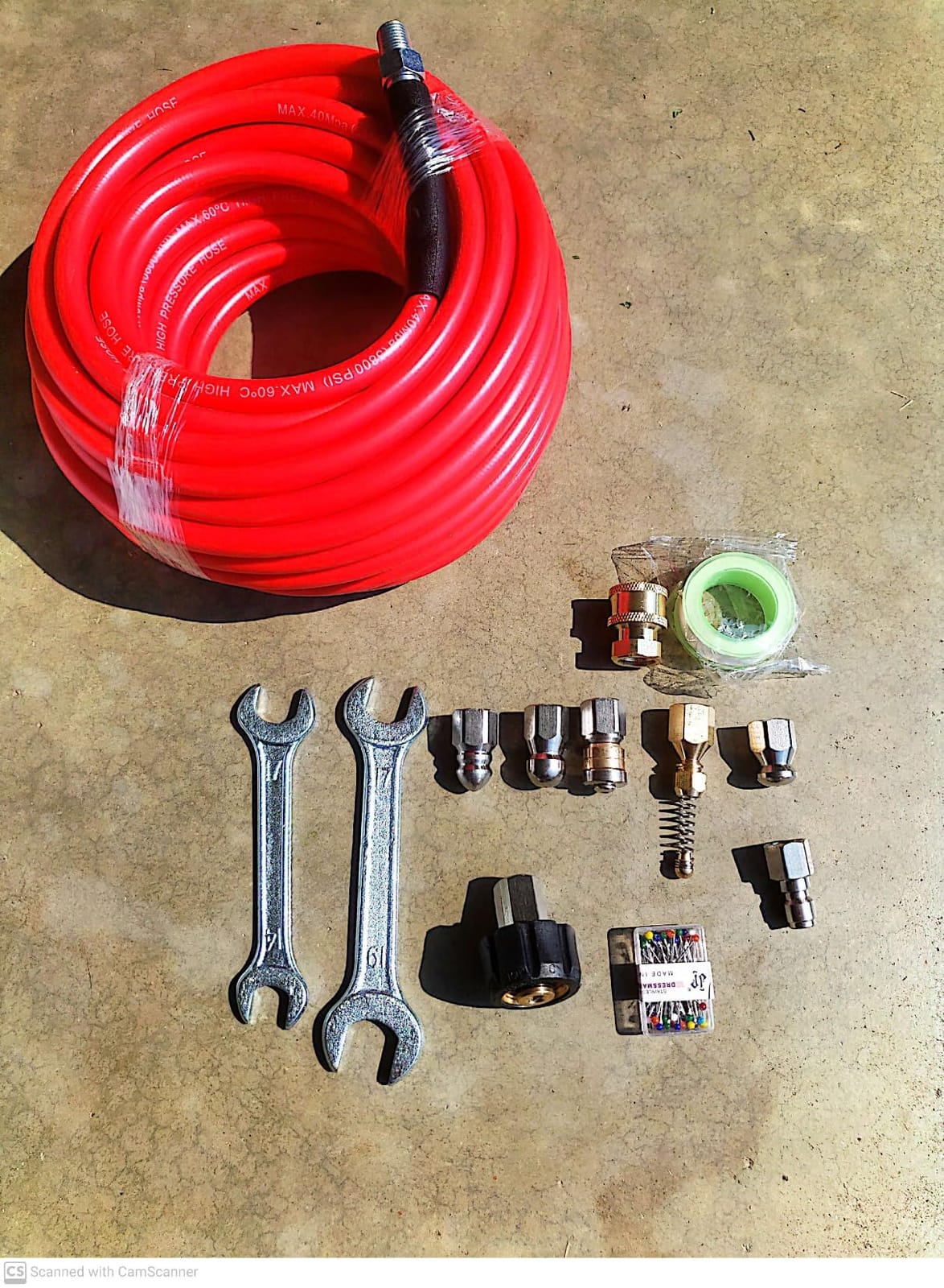 100FT Sewer Jetter Kit for Pressure Washer, 1/4''NPT Drain Cleaner Hose 5800PSI, Pressure Washer Cleaning Kit with Corner Rotating Button Sewer Jetting Nozzles, Quick Connect Set customer photo 2