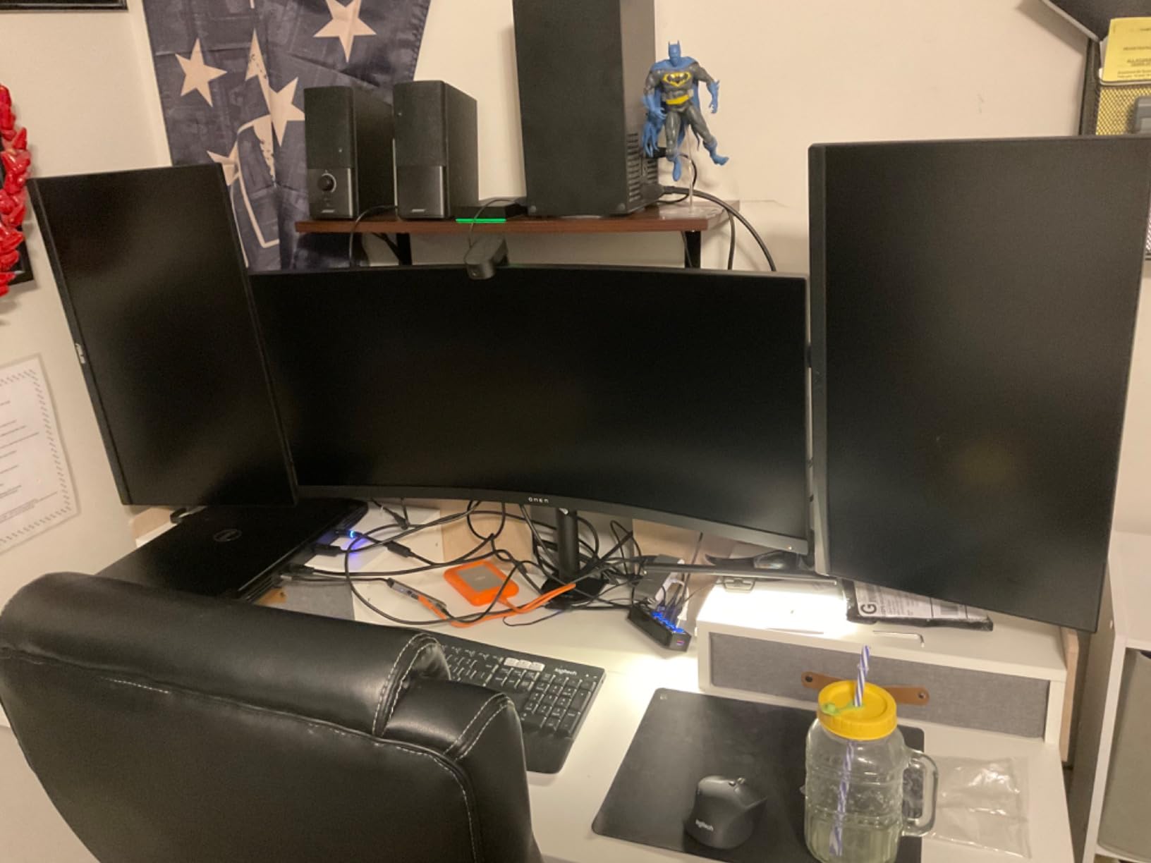 VIVO Premium Triple Monitor Desk Mount for 3 Screens up to 22 lbs, Fits up to 38 inch Ultrawides on Center Bracket, Adjustable Telescoping Arms, Flush Wall Setup, Black, STAND-TS03C customer photo 2