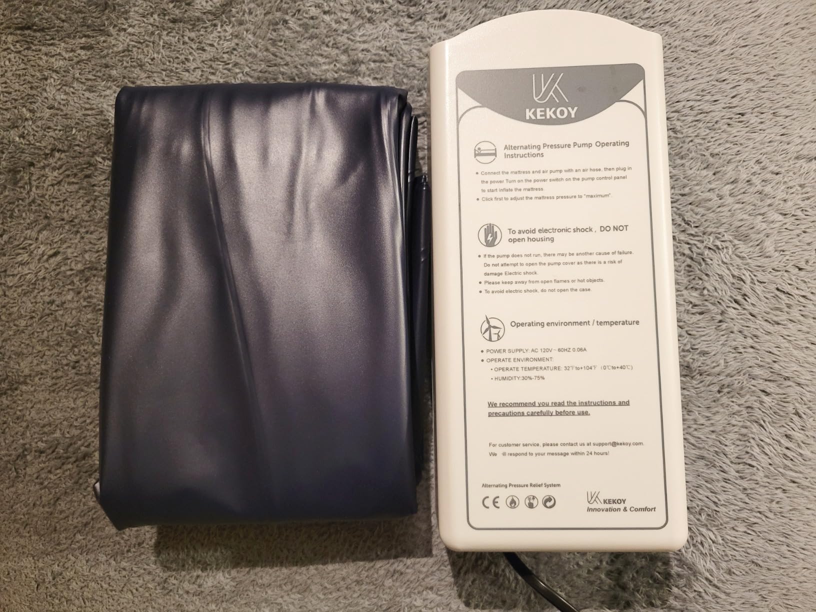 KEKOY Alternating Air Pressure Mattress Pad with Low Air Loss Technology | Breathable Micro Air Vents, Waterproof Medical-Grade PVC, Quiet Pump, for Home & Hospital Use, Elderly & Bedridden Patients customer photo 2