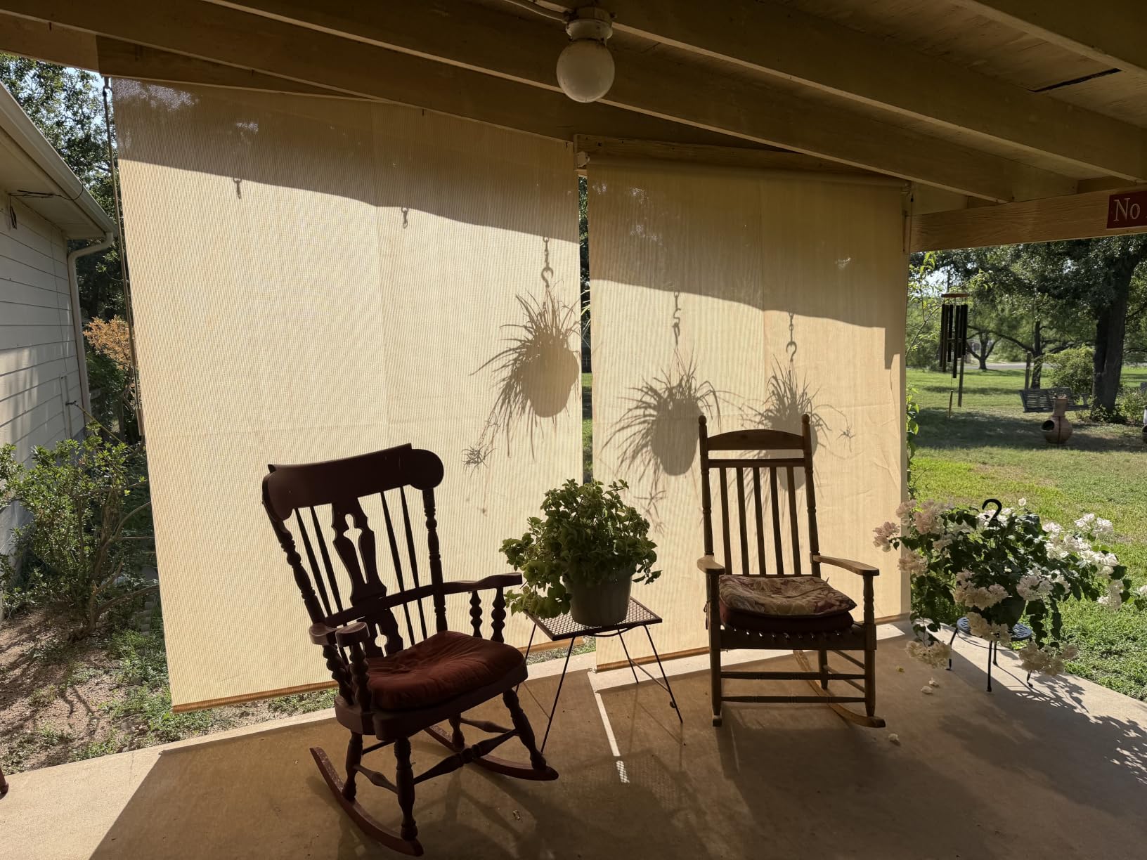 Artpuch Outdoor Roller Shade 8' W x 8' H, Gray Exterior Cordless Patio Shades Roll Up Blinds with Spliced Pole Design, (2 Poles, One-Piece Fabric) customer photo 1