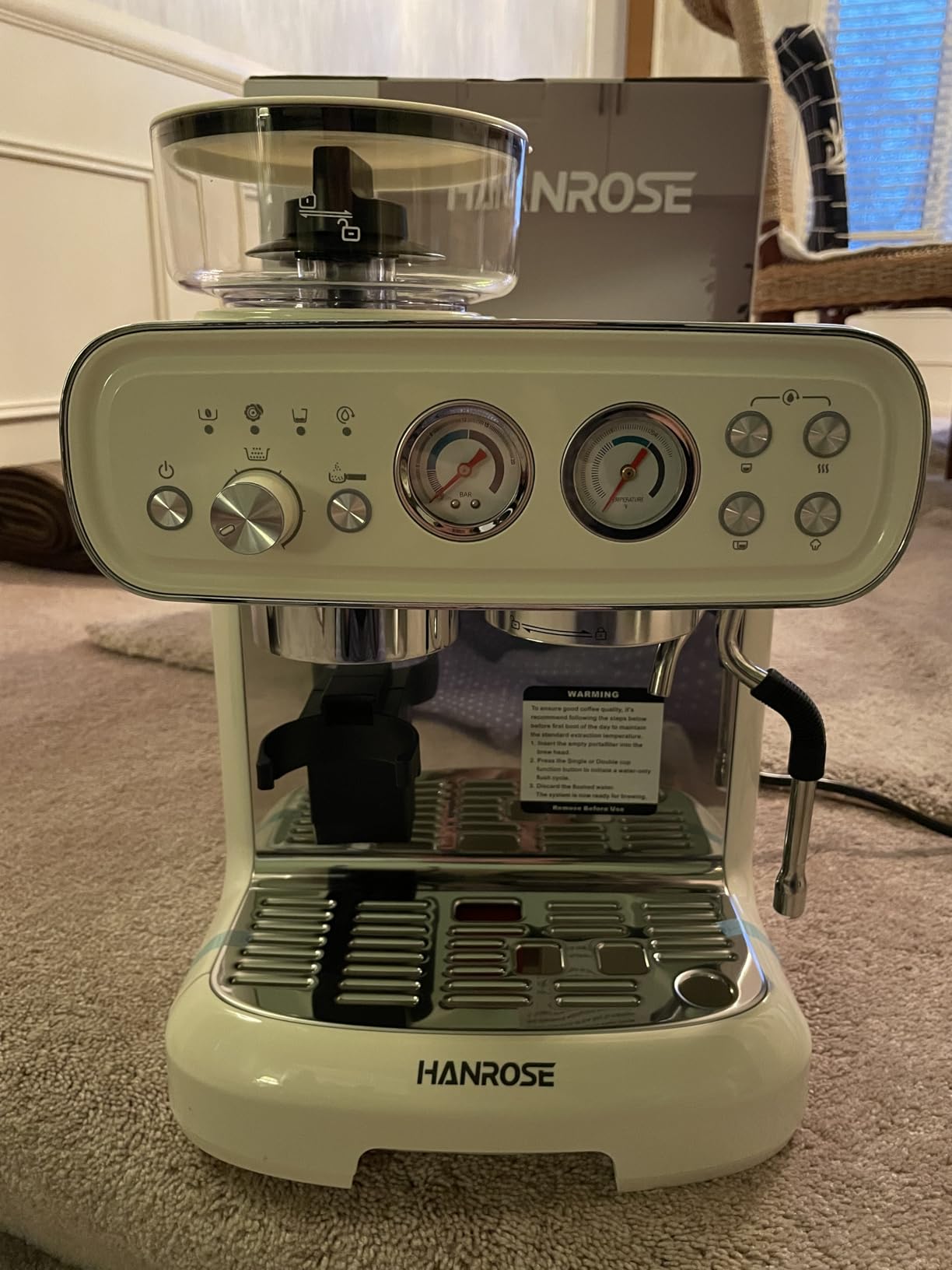 Espresso Machine with Grinder and Milk Frother, 20 Bar ULKA Pump, Removable Burr Assembly customer photo 2