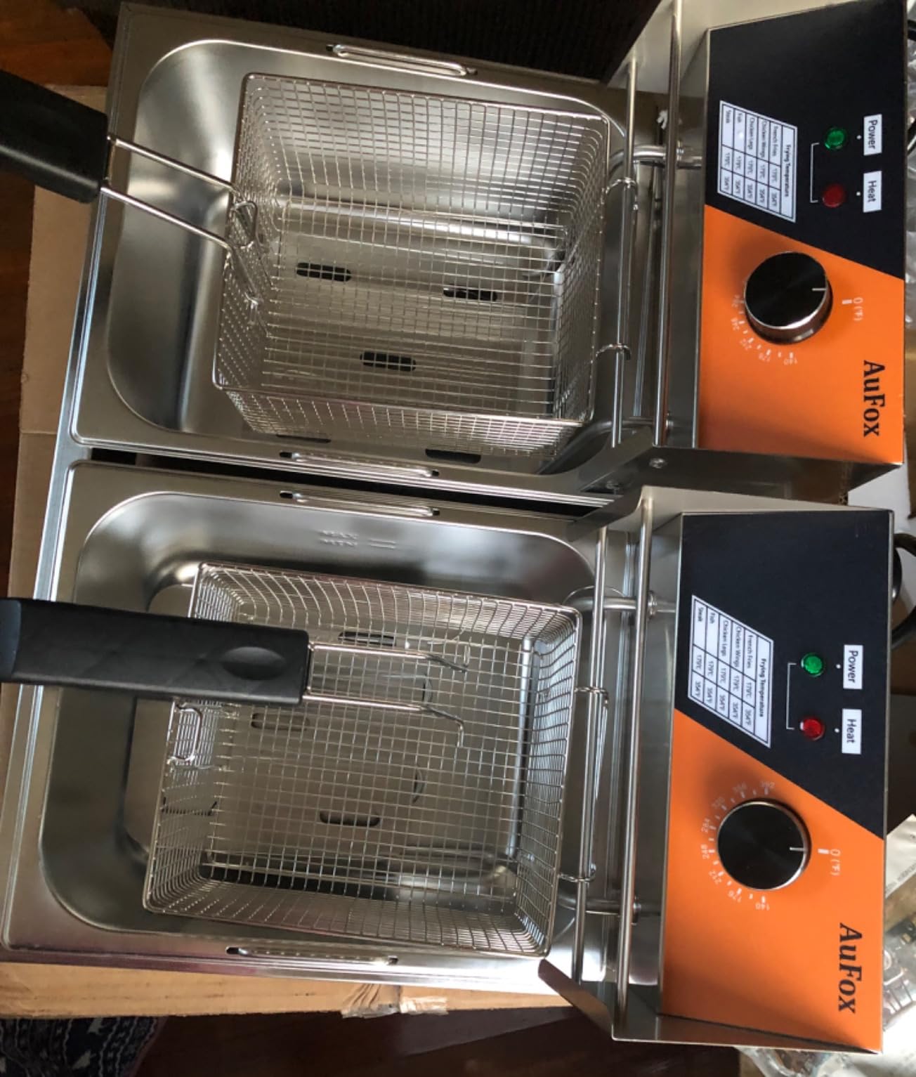 Commercial Deep Fryer 20.7Qt/20L Dual Tank Deep Fryers with Baskets, 0.8mm Thickened Stainless Steel Electric Countertop Fryer with Adjustable Temperature, 1700w x2, 110v customer photo 2