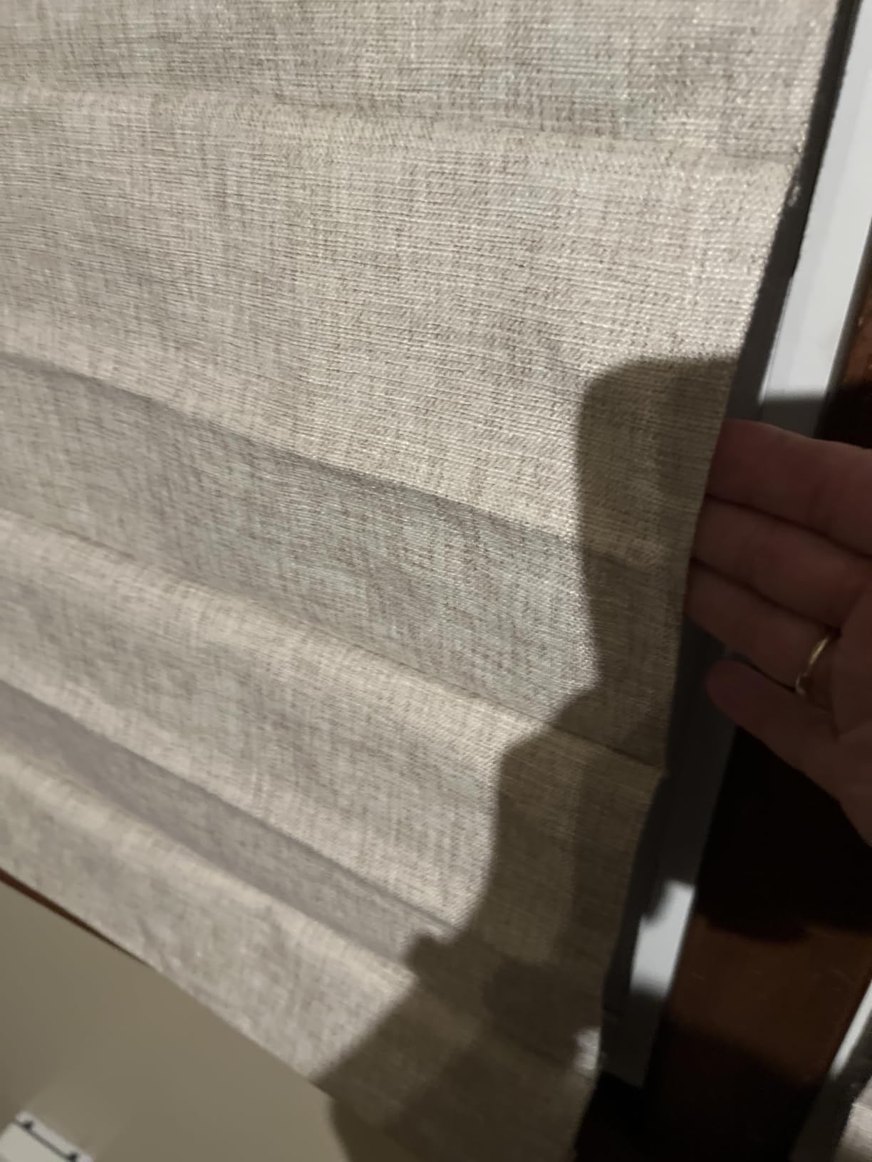 LazBlinds No Drill Cordless Roman Shades, 34'' W x 64'' H, Beige | Easy to Install, Light Blocking & Heat Insulating, Perfect for Bedrooms & Kids' Rooms customer photo 1