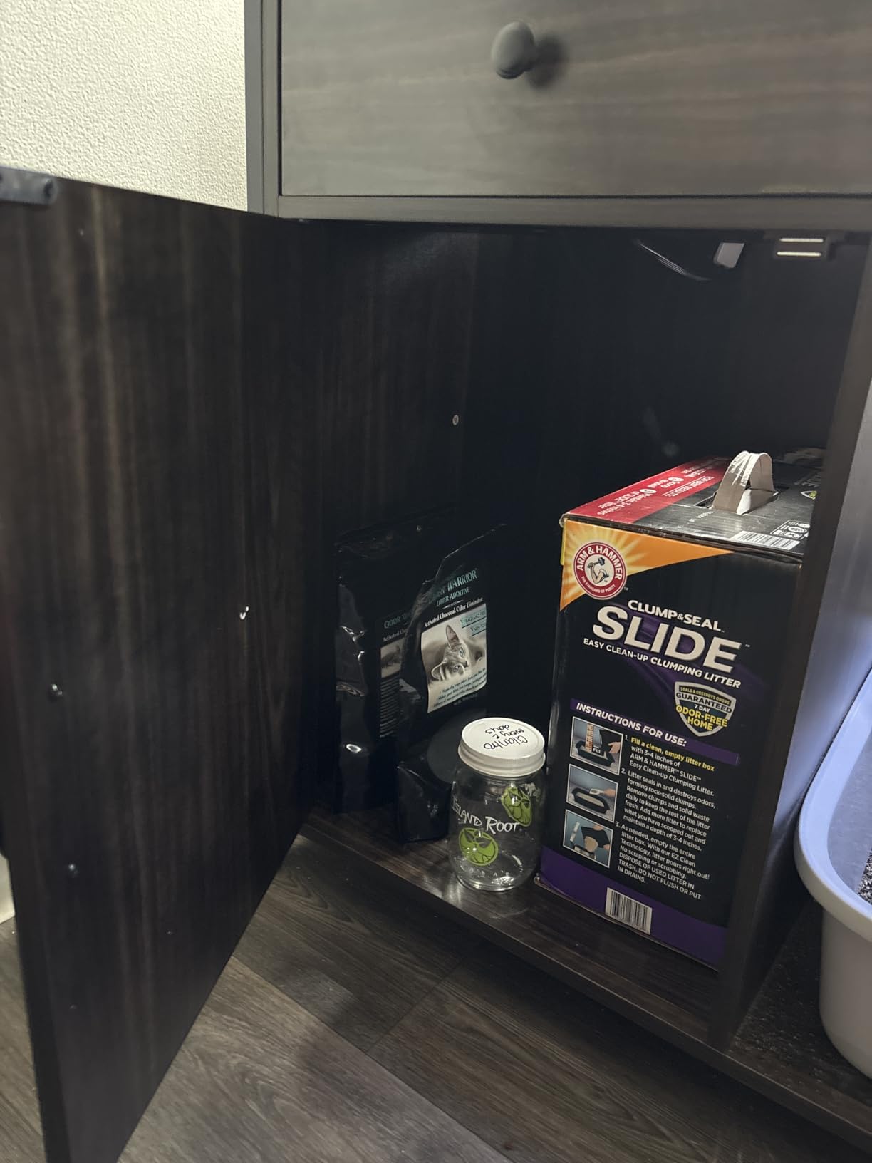 4ever2buy 55-75 Gallon Fish Tank Stand with Power Outlets, LED Light, Heavy Duty Aquarium Stand with Cabinet for Fish Tank Accessories Storage, for Turtle Tank, Reptile Terrarium, 1100LBS, Oak customer photo 2