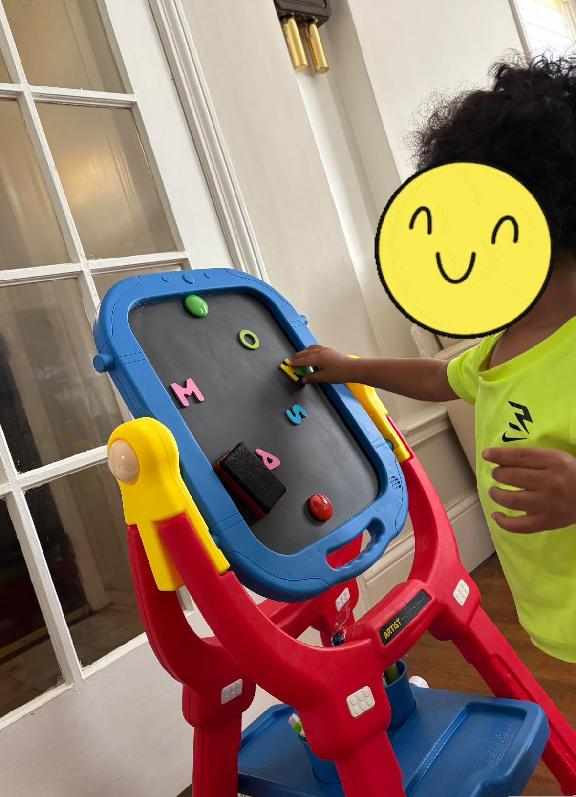 Victostar Easel for Kids, Rotatable Double Sided Toddler Easels, Magnetic White Board & Chalkboard, Adjustable Standing Toddler Easel with Drawing & Writing customer photo 1