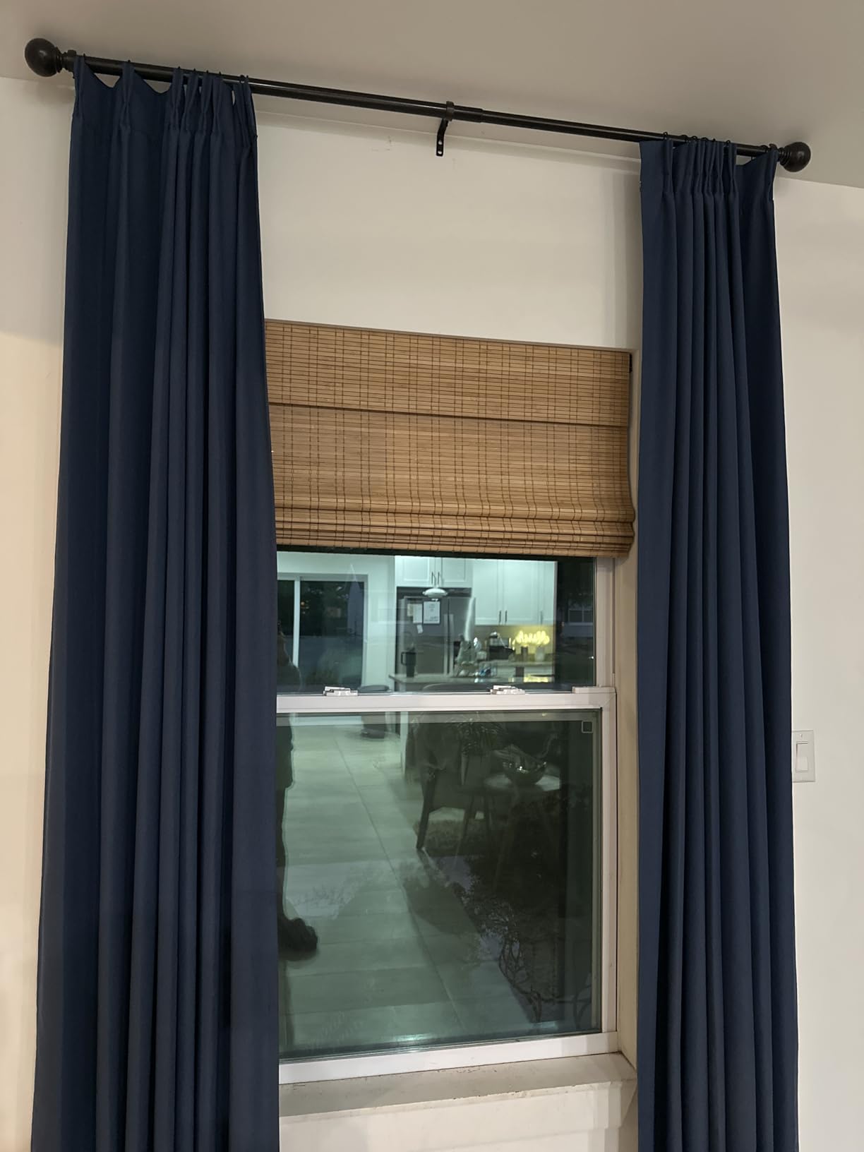 Cordless Bamboo Roman Shades Semi-Privacy, Natural, 40