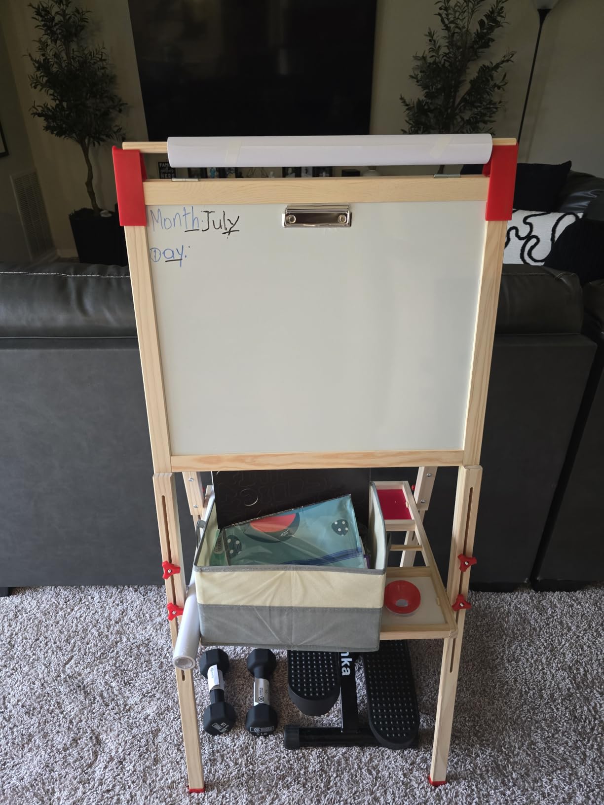 Adjustable Wooden Art Easel for Kids, Double Sided Chalkboard & Whiteboard, Drawing & Painting Station with 114+ Art Supplies, Height Adjustable Magnetic Board for Toddlers Ages 3-12 customer photo 1