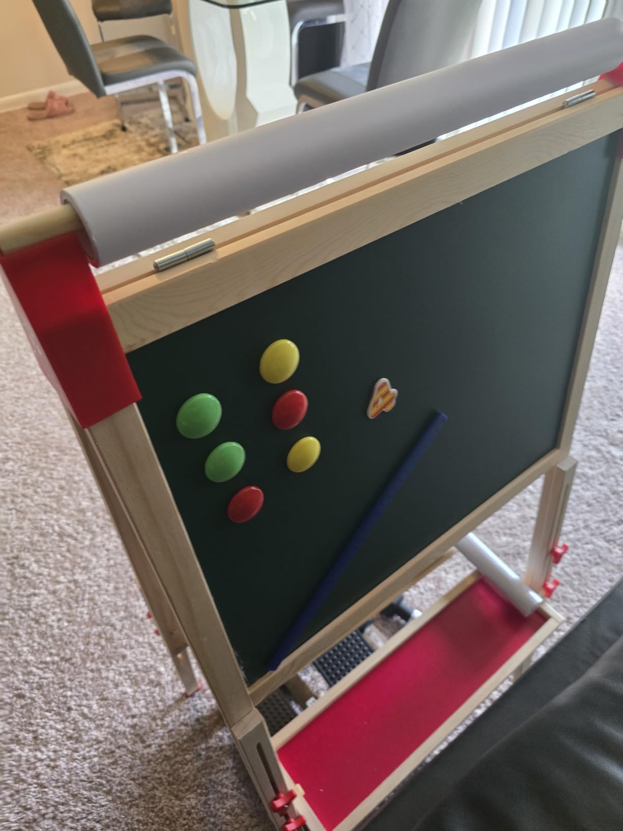 Adjustable Wooden Art Easel for Kids, Double Sided Chalkboard & Whiteboard, Drawing & Painting Station with 114+ Art Supplies, Height Adjustable Magnetic Board for Toddlers Ages 3-12 customer photo 2