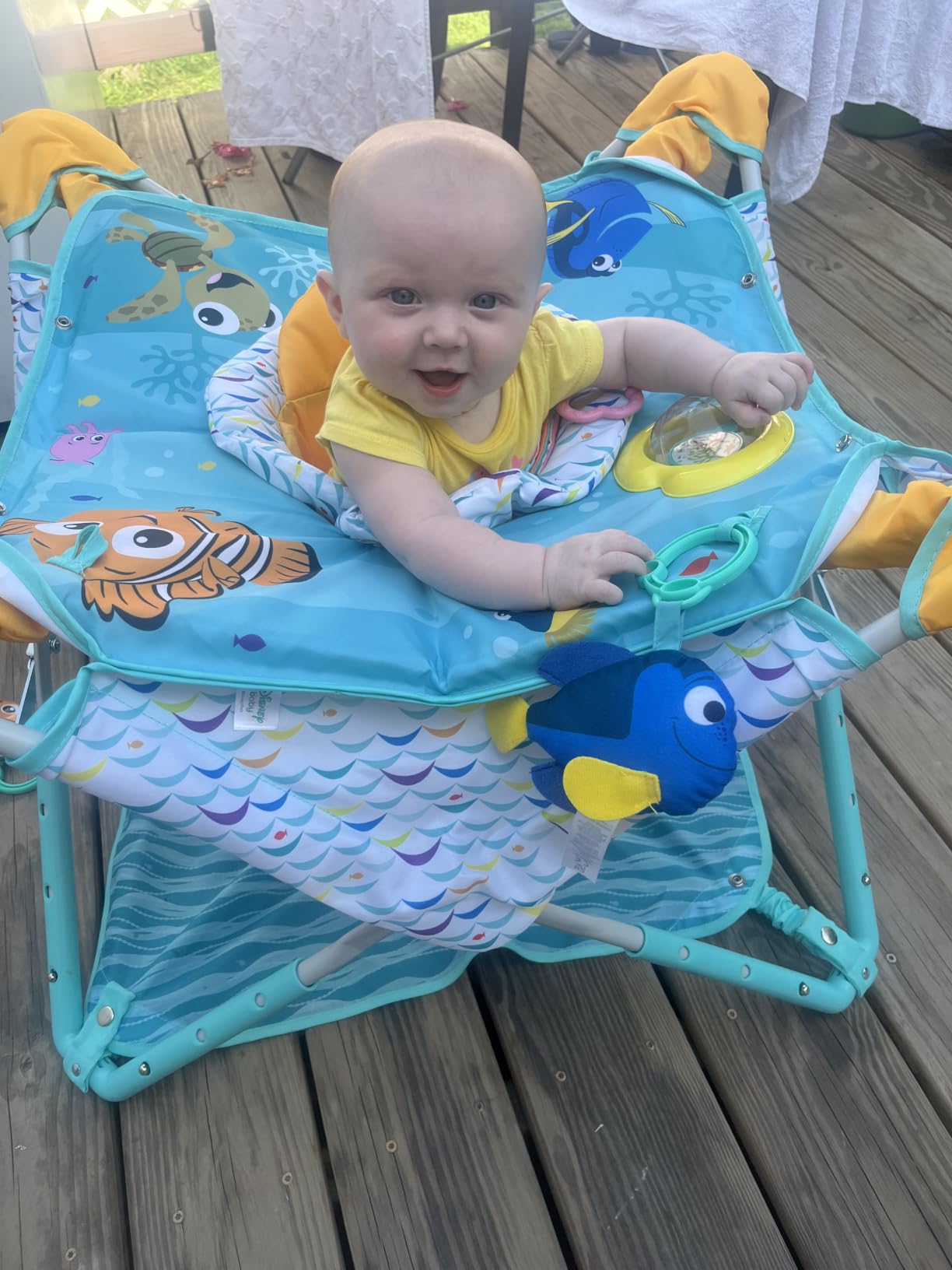 Bright Starts Pop 'N Jump Portable Baby Jumper, Foldable Indoor/Outdoor Baby Jumper with Owl Forest Sensory Activities, Ages 6-12 Months customer photo 2
