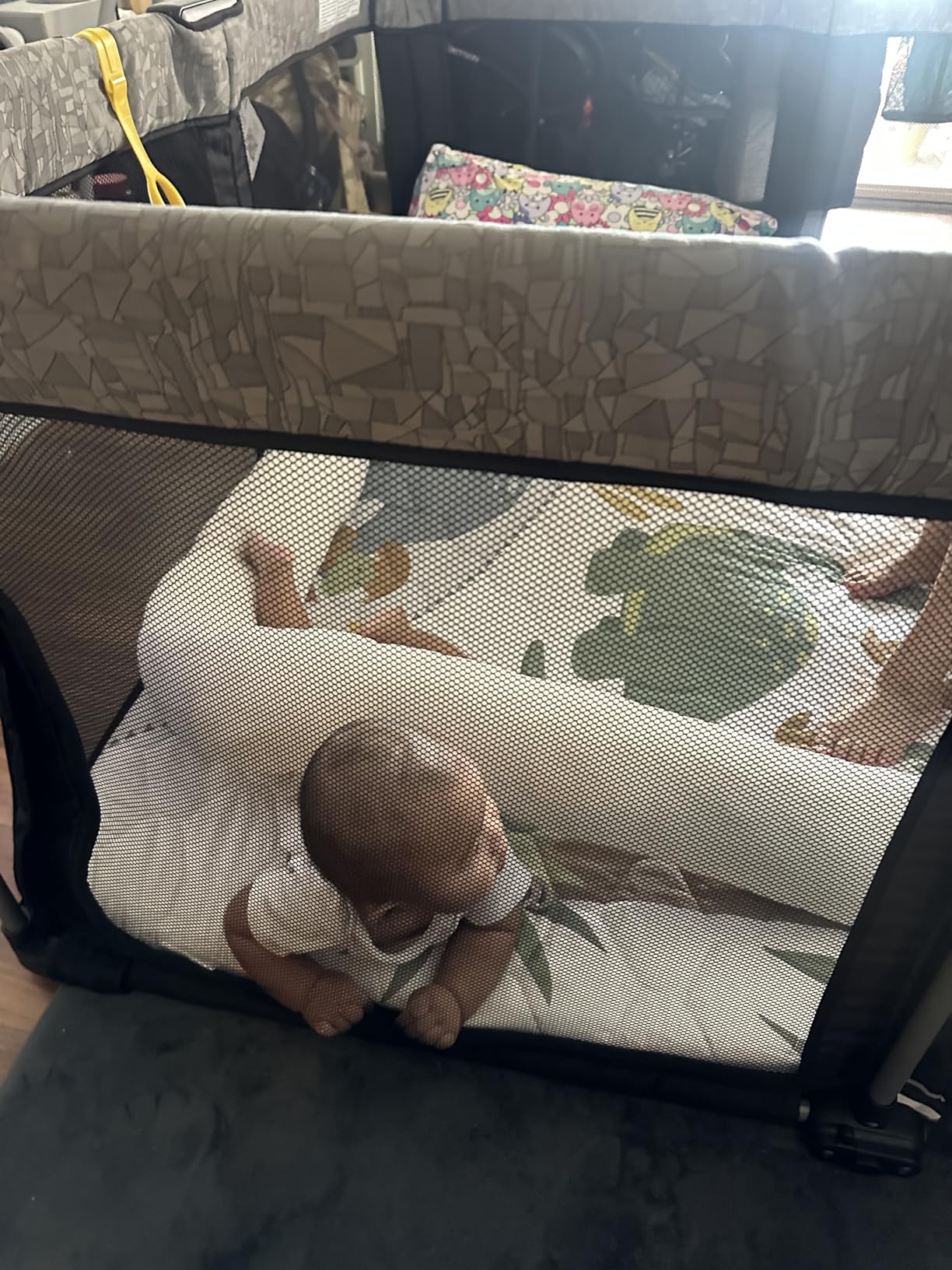 Sweeby Baby Playpen, 59x59 Inch Gate Foldable for Babies and Toddlers, Extra Large with Door Play Yard for Fence Indoor and Outdoor, Light Khaki customer photo 2