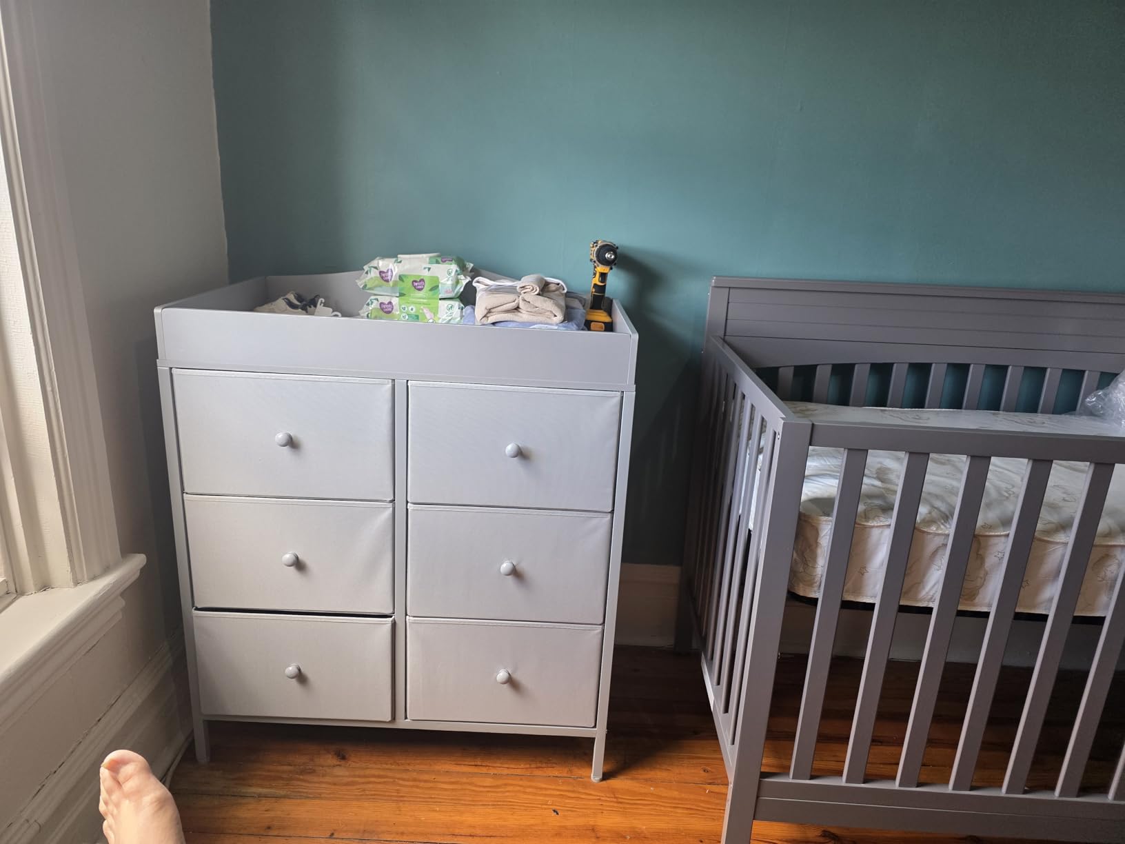 BOLUO White Changing Table Dresser with 6 Drawers Baby Dresser with Changing Table Top Diaper Changing Station with Storage for Nursery Modern customer photo 1