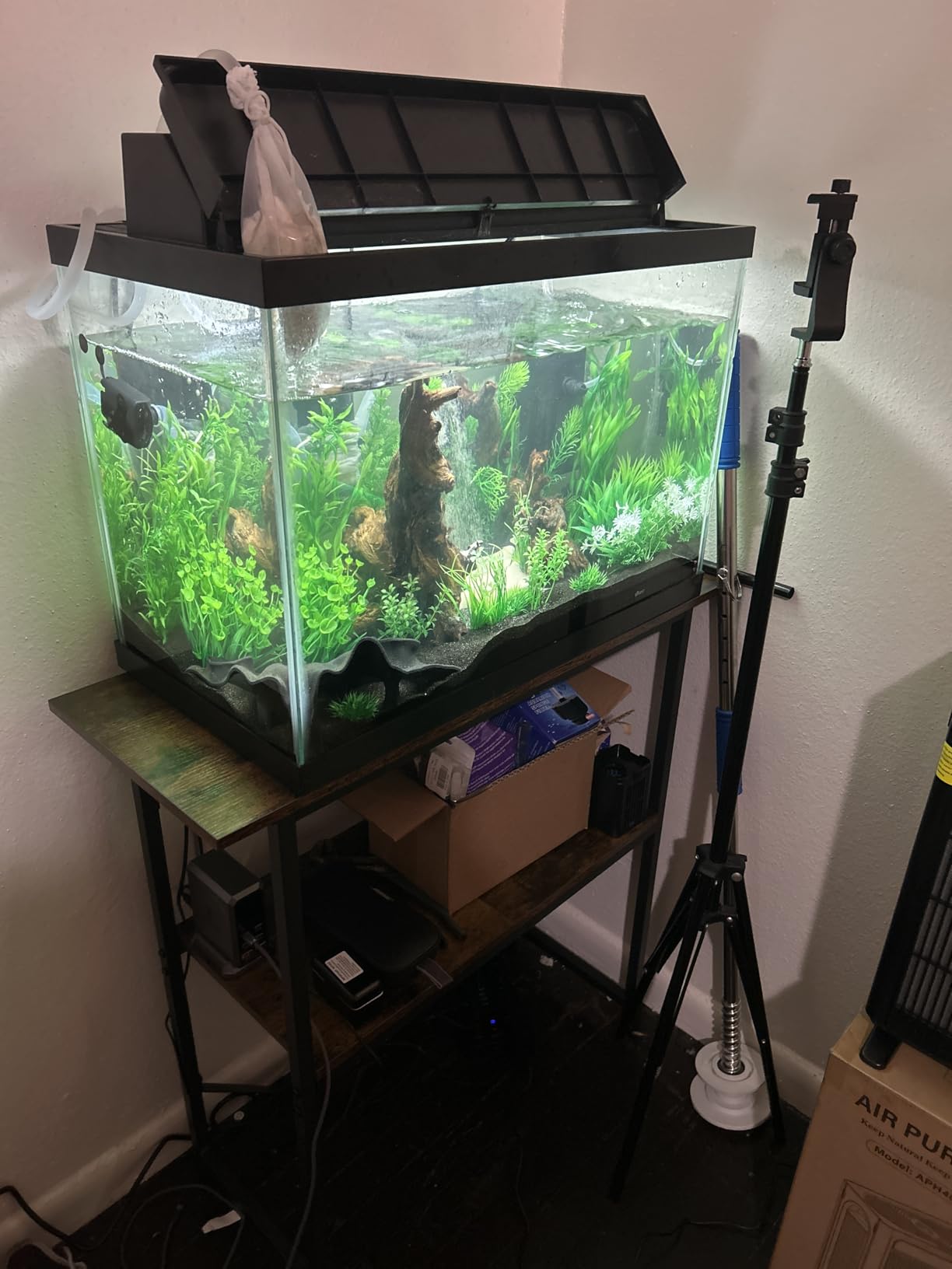 Snughome 10-20 Gallon Fish Tank Stand, Aquarium Stand 2-Tier Storage Shelves, Heavy Duty Terrarium Stand for Home Office Fish Tank Shelf, 24