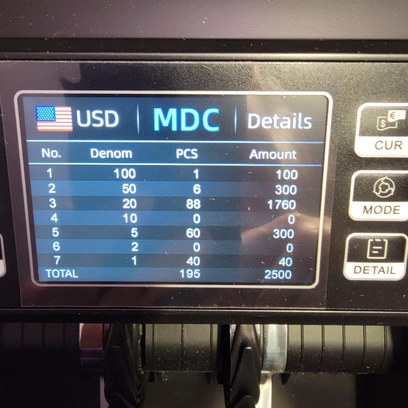 Aneken N60 Money Counter Machine Mixed Denomination with Value Count, Gray, 3.5
