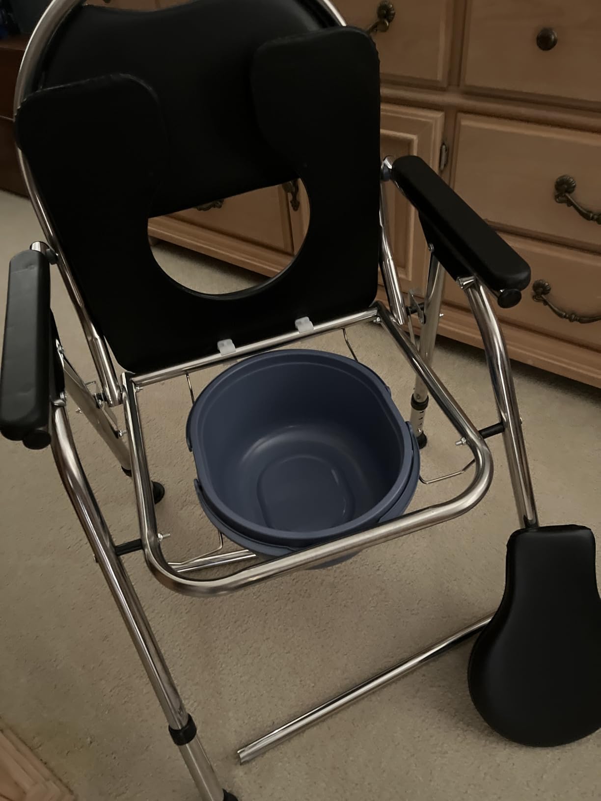 4 in 1 Folding Bedside Commode Chair for Elderly, Padded Seat & Backrest | Adjustable Height Raised Toilet Seat with Handles, Adults Potty Chair for Seniors, Disabled, Holds Up to 350 lbs customer photo 1
