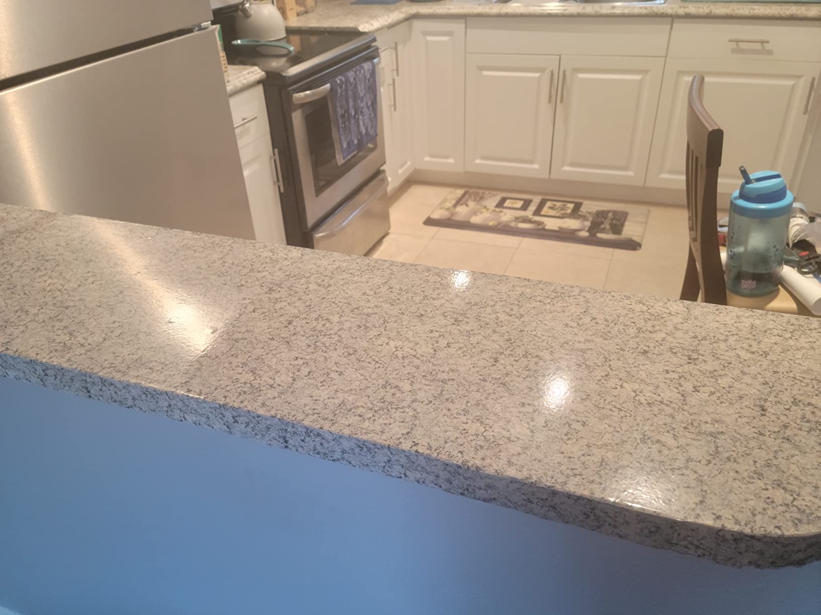 Livelynine 15.8x394 White Peel and Stick Countertops Waterproof Contact Paper Granite Countertop Marble Wallpaper for Kitchen Vinyl Wrap Quartz Counter Top Covers customer photo 1