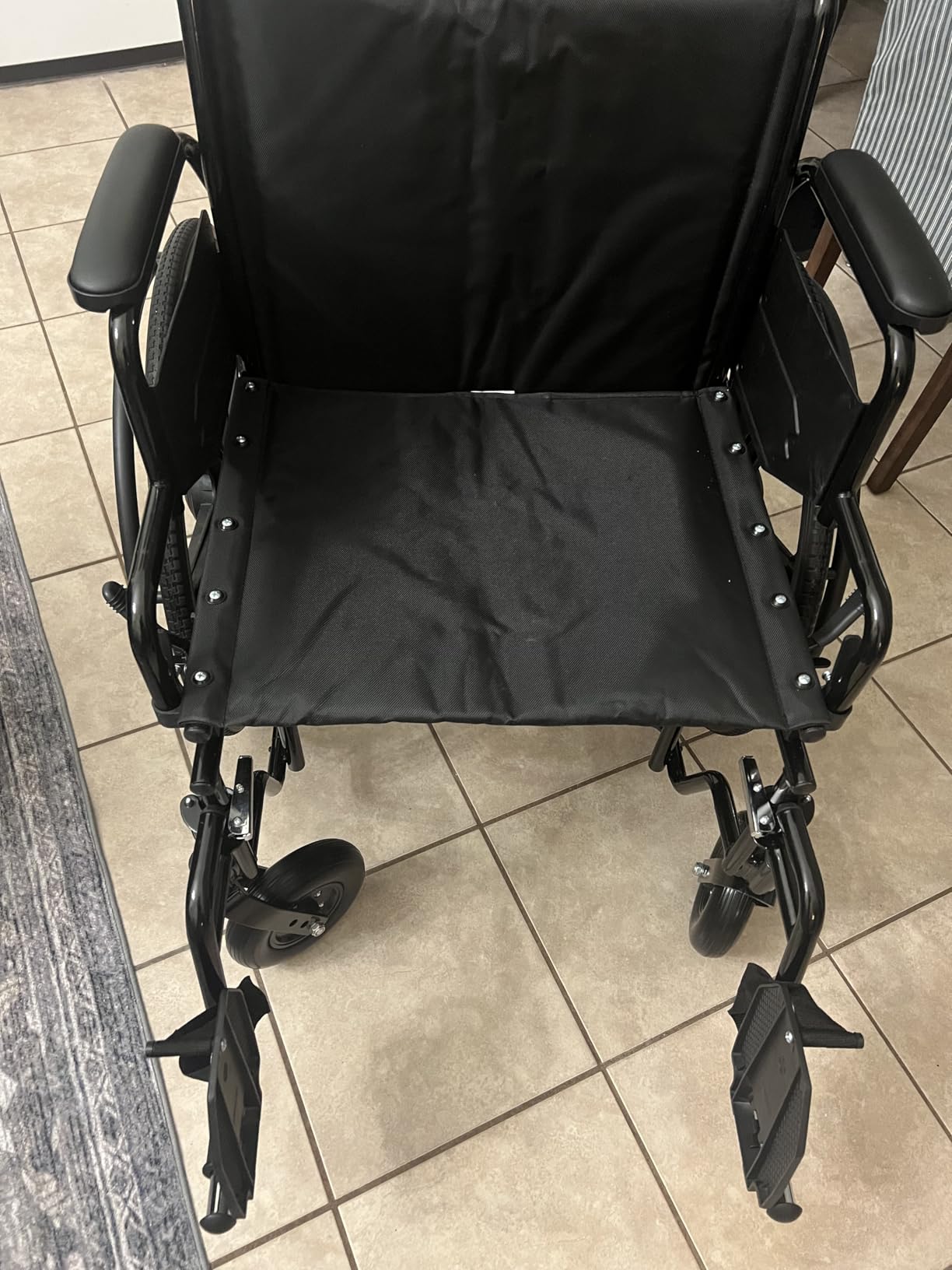 PEPE Mobility Bariatric Wheelchair, 22 Inch Seat, Supports 500 lb, Foldable | Heavy Duty Steel Frame for Larger Adults, Self Propelled with Rear Wheels, Flip Back Armrests, Removable Footrests, Black customer photo 2