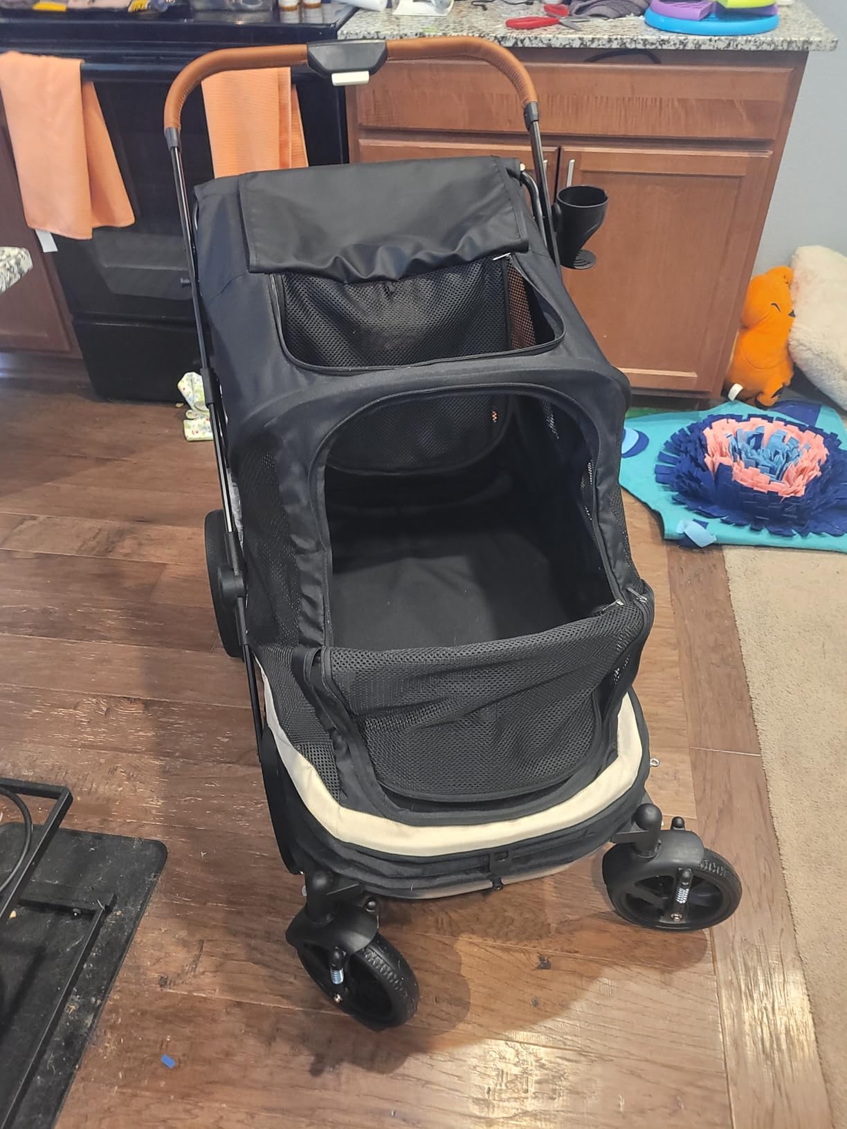 Dog Stroller for Large Dogs One-Click Folding 4 Wheel Foldable Dog Stroller for 2 Dogs with Storage Pocket Suitable for Pets Up to 80LBS (Black, Large) customer photo 2