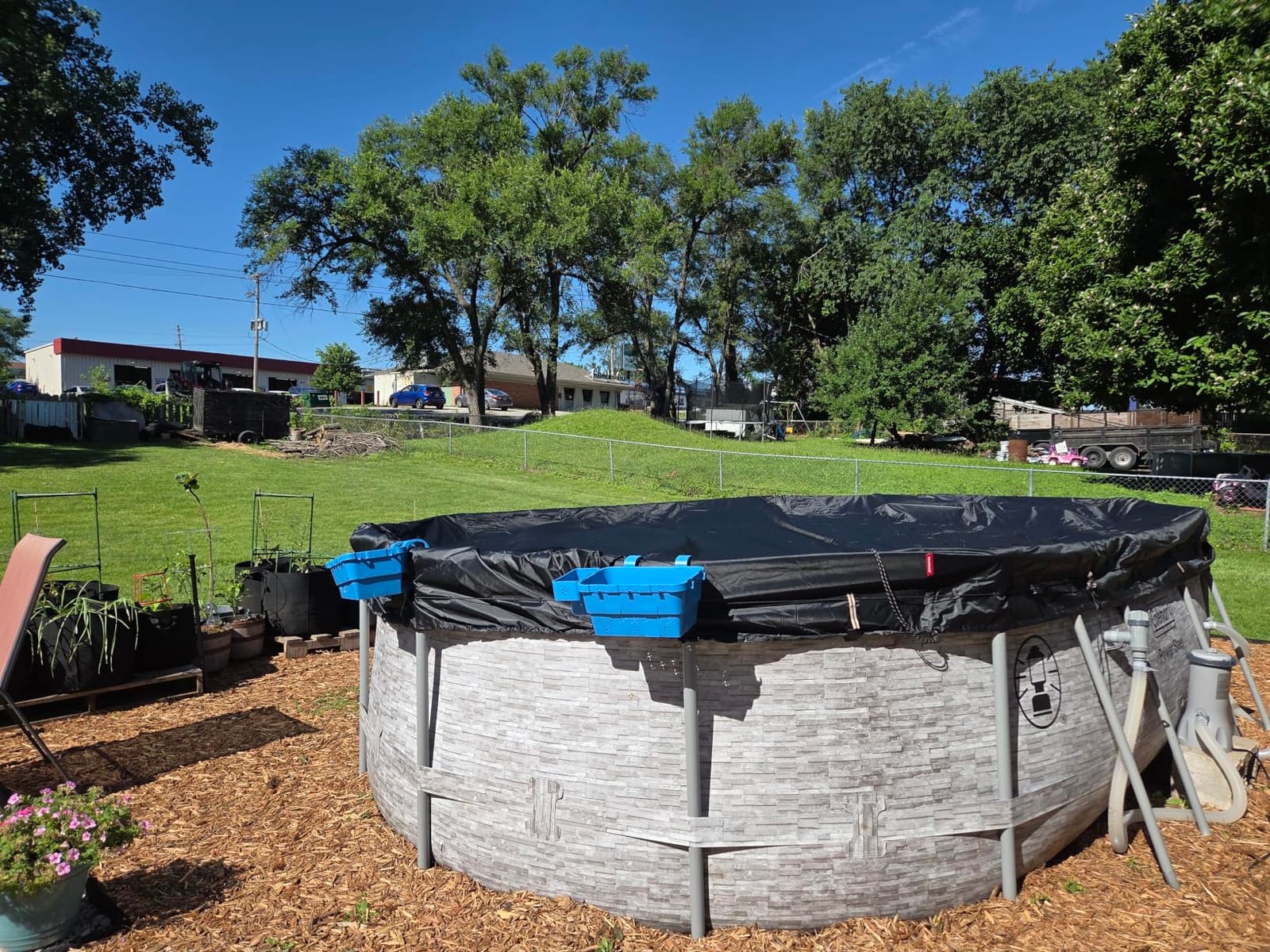 QH.HOME 18ft Winter Pool Cover, Windproof Patented Ratchet & Heavy Duty Fabric | Snug Fit Weight Rings & Drawstring Design, Tear Resistant, Blocks Leaves & Waterproof, Outdoor Above Ground Pools Protection customer photo 1