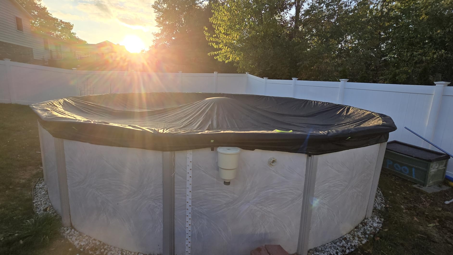 UIRWAY 500D Winter Pool Cover 18FT Round [Upgraded Heavy Duty Thick Fabric] | New Super Windproof Gel-Coated Tarp Straps, Snug Fit, Tear & UV Resistant customer photo 1