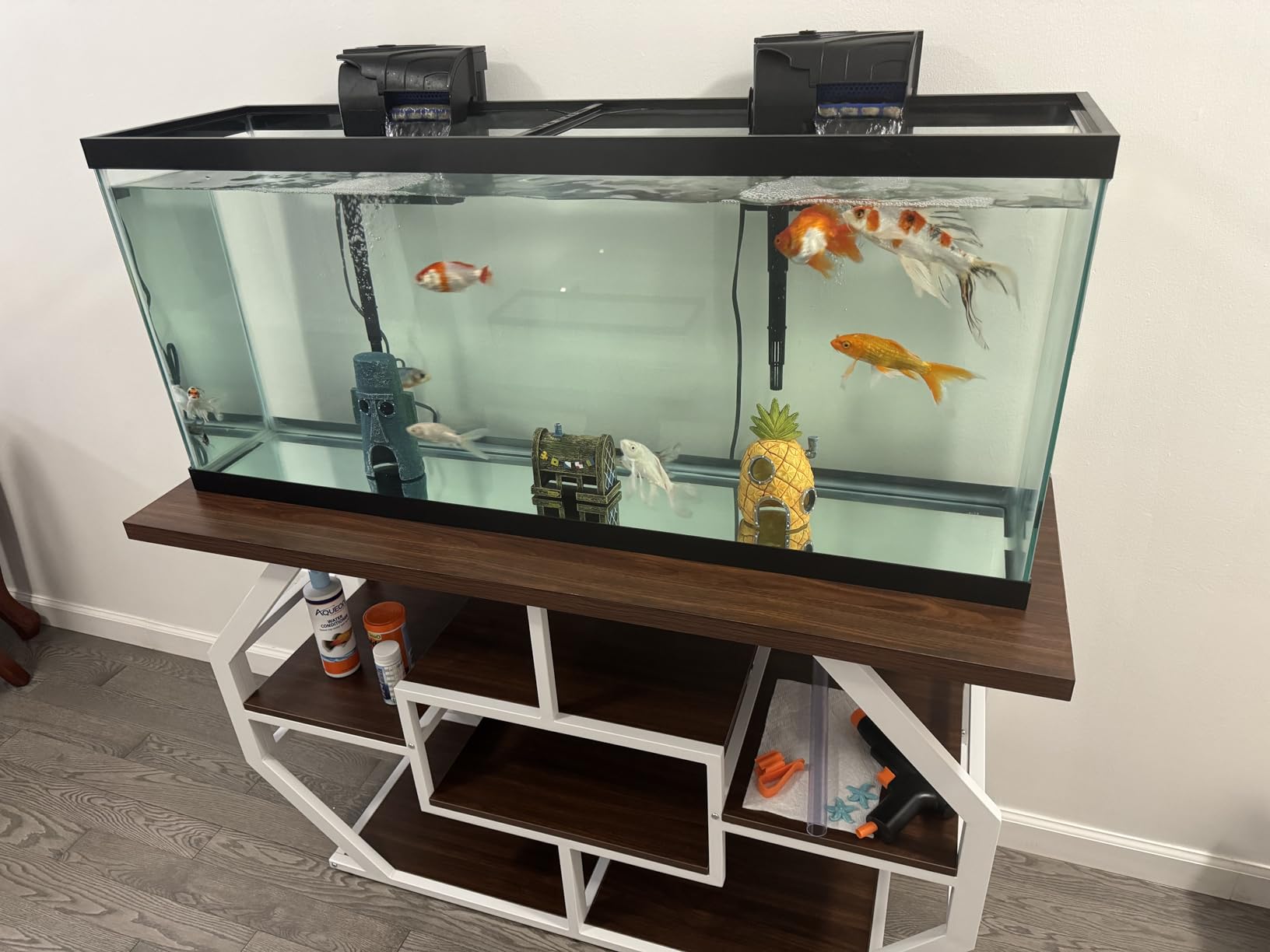 DWVO 55-75 Gallon Aquarium Stand with Power Outlet,Black & Gold | Display Stand for Turtle Tank, Reptile Terrarium, Metal Fish Tank Stand Suitable for Living Room, Entryway, 860LBS Capacity customer photo 2