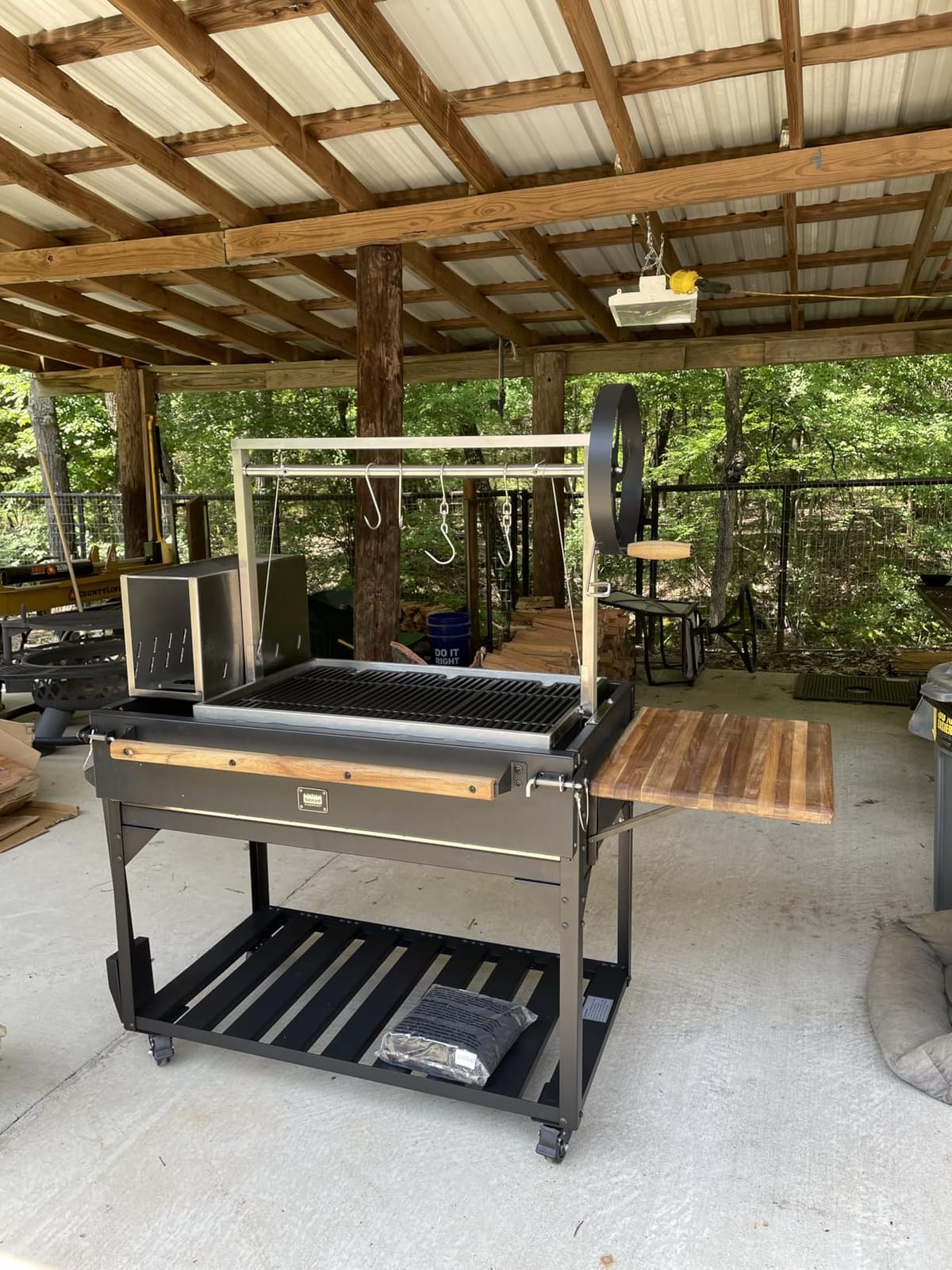 Backyard Discovery Argentine Santa Maria XL Wood Fire & Charcoal Steel BBQ Grill with Asado Clamp, Adjustable Grill Grates, Brasero, Fire Bricks, S-Hooks, Acacia Wood Table for Outdoor Gaucho Grilling customer photo 1