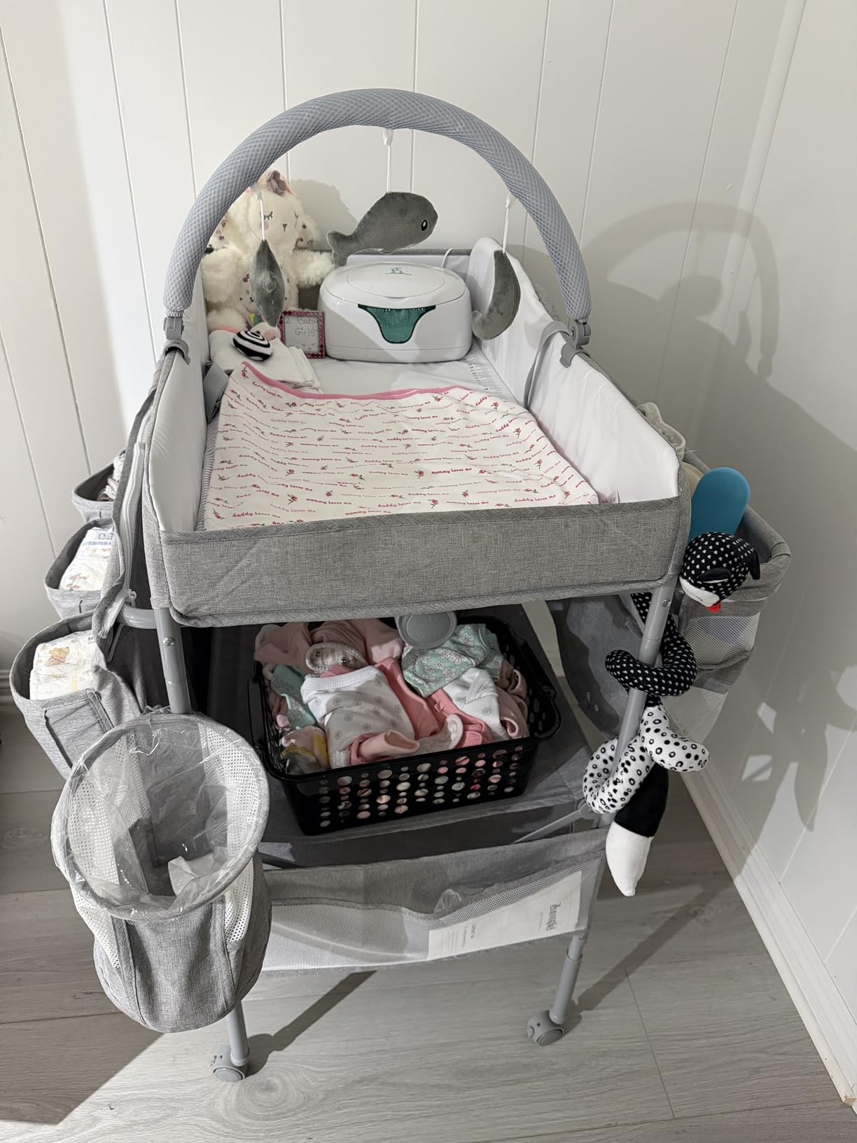 Baby Changing Table, Versatile Portable Folding Changing Table, Waterproof Diaper Changing Station with Waste Basket, Adjustable Height with 2 Drawers, Baby Changing Station for Infant and Newborn customer photo 1