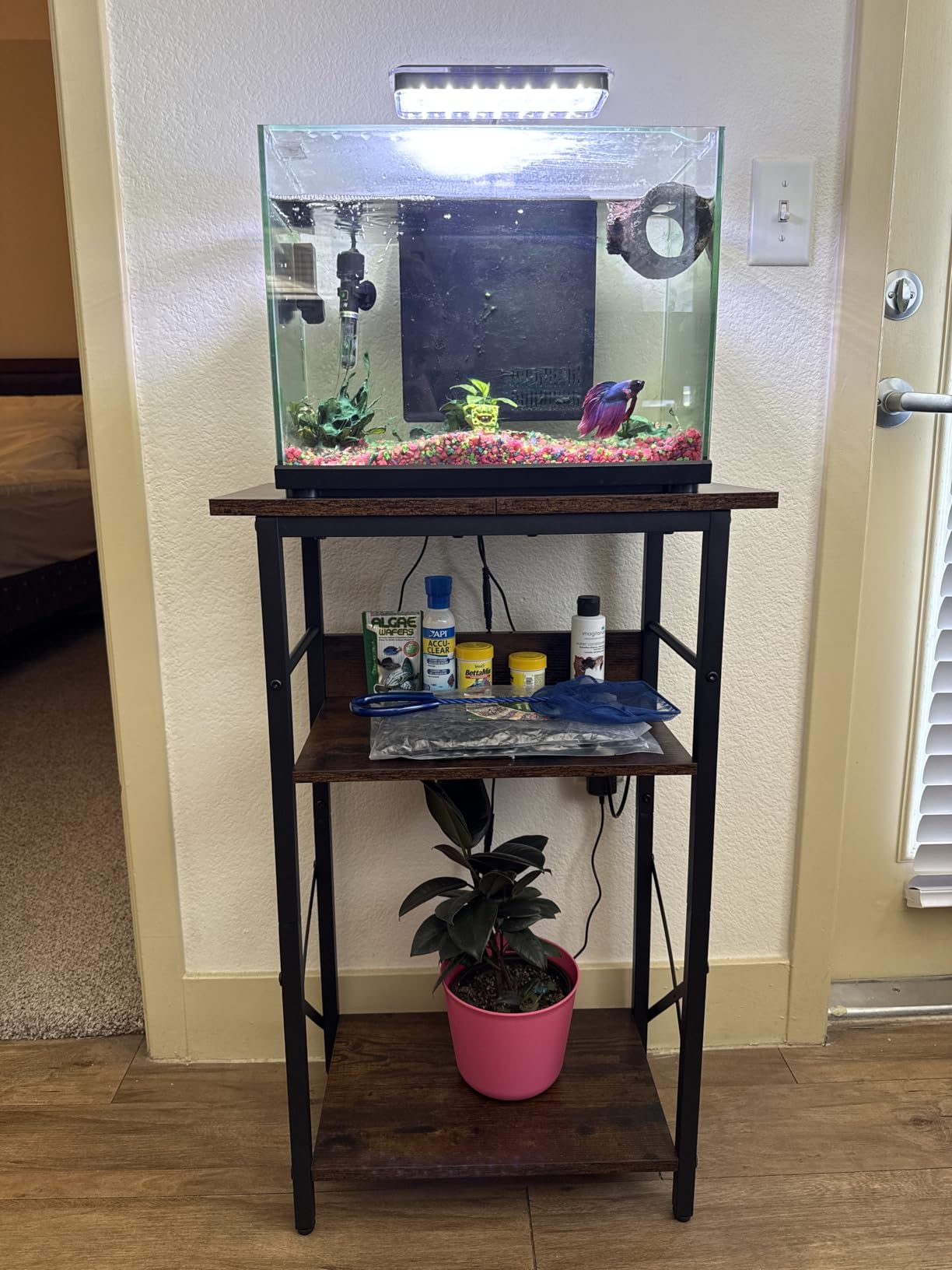 HOOBRO 10 Gallon Aquarium Stand, 3-Tier Fish Tank Stand with Storage, Reptile Turtle Tank Stand with Metal Frame, 20.5