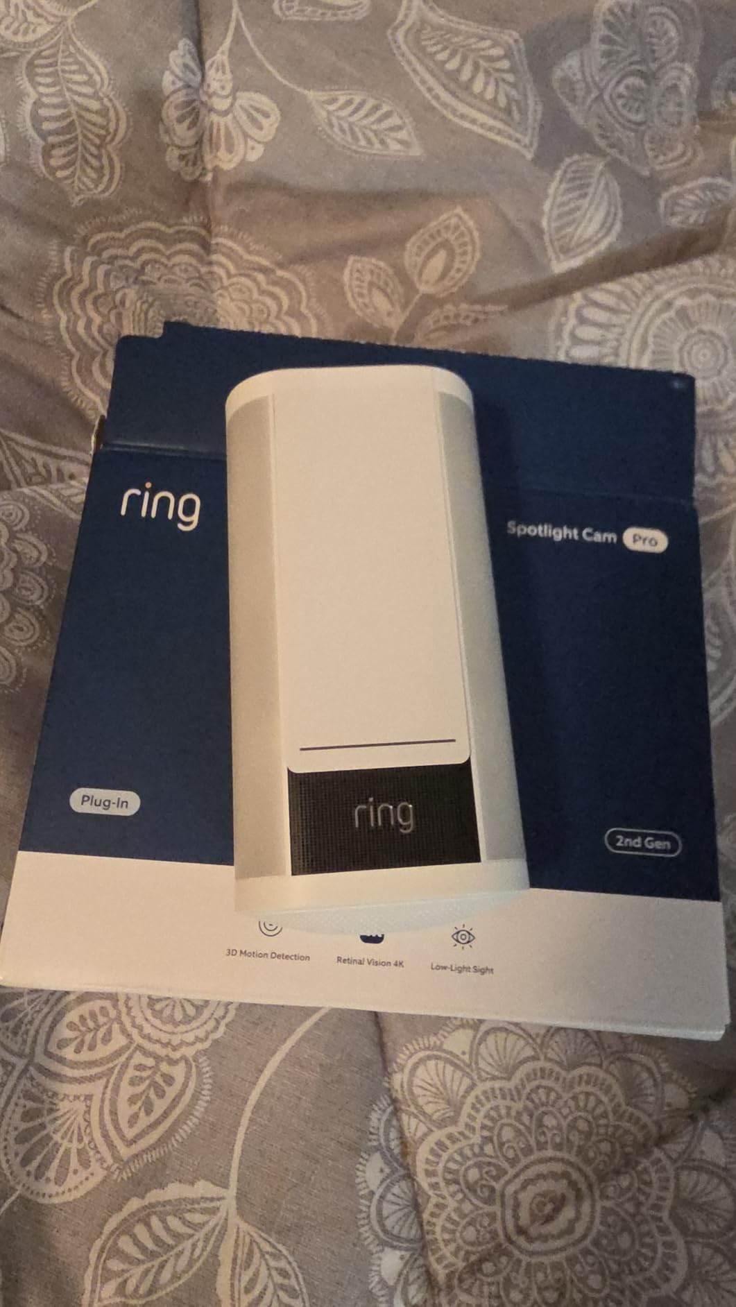 Ring Spotlight Cam Pro, Plug-in (newest model), Home or business security, Retinal 4K with wide-angle video, 10x Enhanced Zoom, and 600 Lumen Spotlights, White customer photo 1
