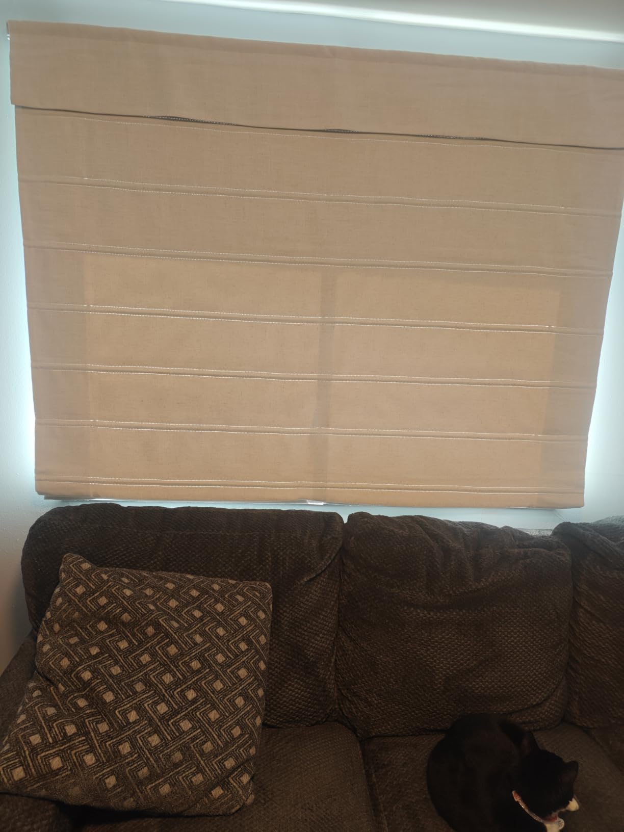 Bamboo Roman Shades, Cordless Custom Blackout Woven Wood Shade | Natural Wood Bamboo Window Shades for Indoor Windows, Good For Ceiling Mount, Door Mount, Easy To Install and Clean customer photo 1
