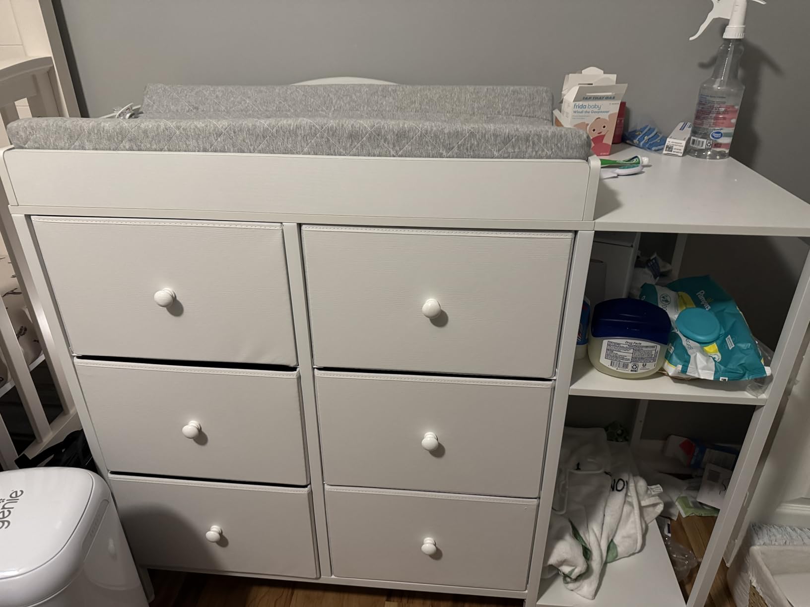 BOLUO Baby Dresser with Changing Table Top, Black Changing Table Dresser with 6 Fabric Drawers Diaper Changing Station with Storage Shelf for Nursery Modern customer photo 1
