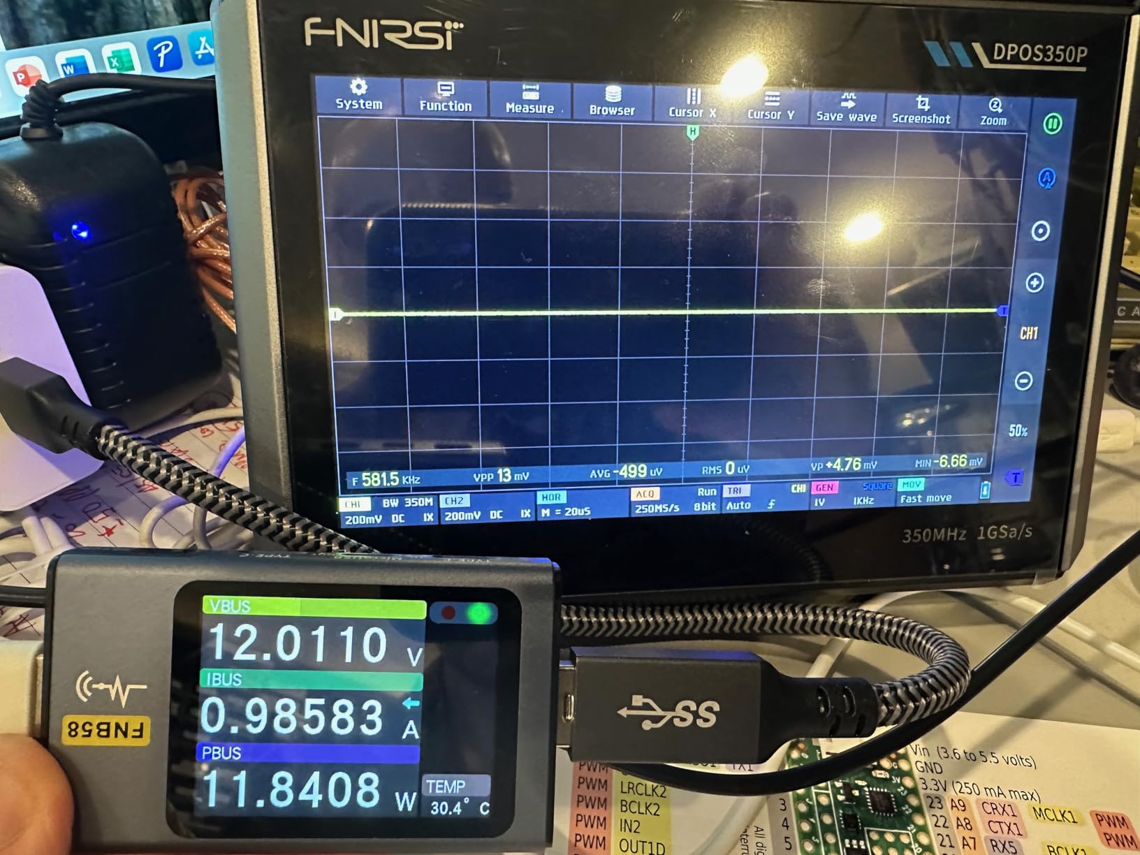 FNIRSI DPOS350P 4-in-1 350MHz Digital Oscilloscope 2 Channel, 1 GSa/s | Spectrum Analyzer, Frequency Response Analyzer, DDS Signal Generator, Digital Phosphor, USB-C Rechargeable, 7