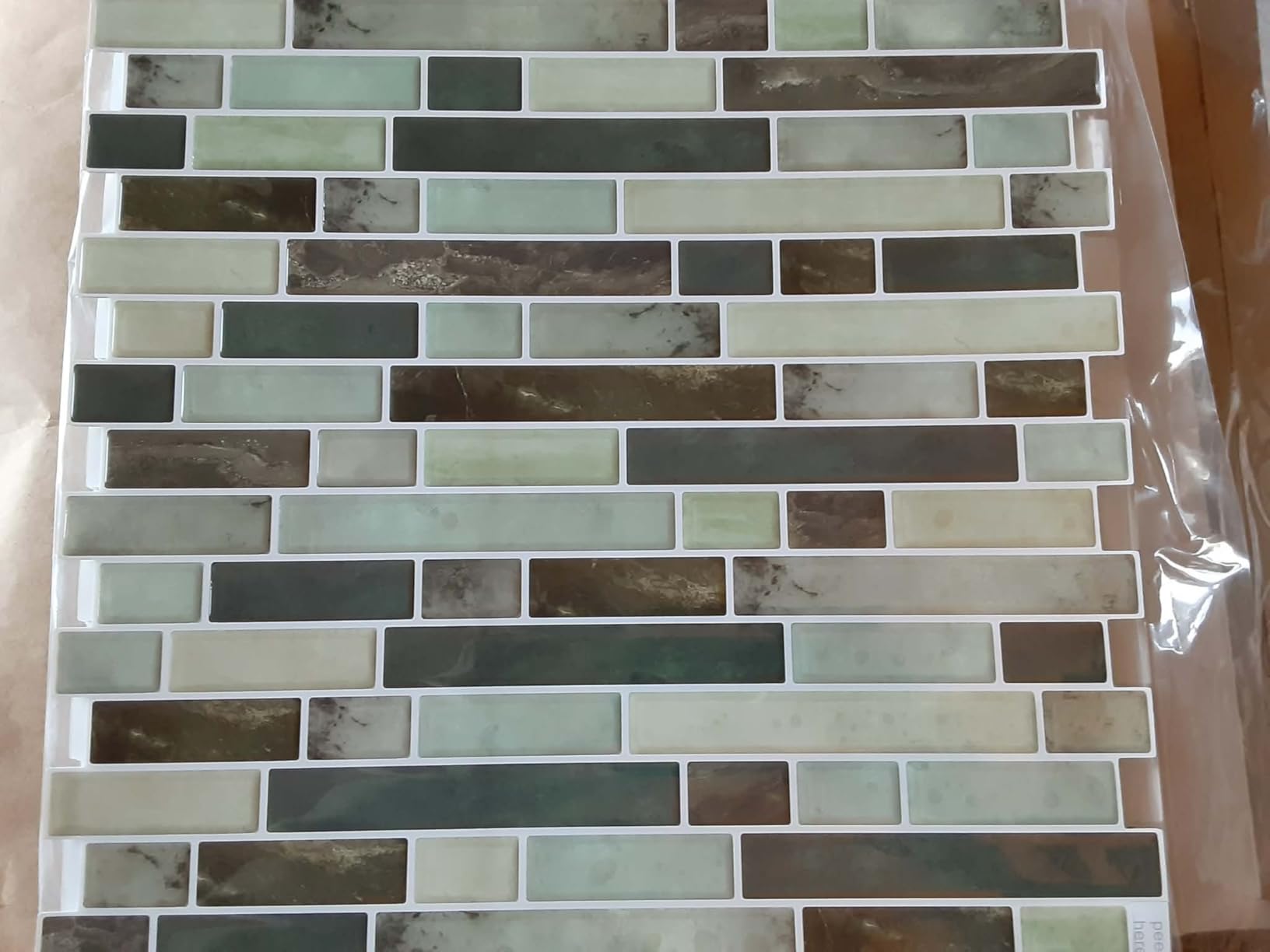 Art3d Linear Design Tile Peel and Stick Backsplash, 10-Sheet, Beige & White | 12 x 12 Inch, Enhanced Thickness, Warp Resistant, Strong Adhesion, Sturdy, for Kitchen, Bedroom, Ideal for Home Improvement customer photo 1