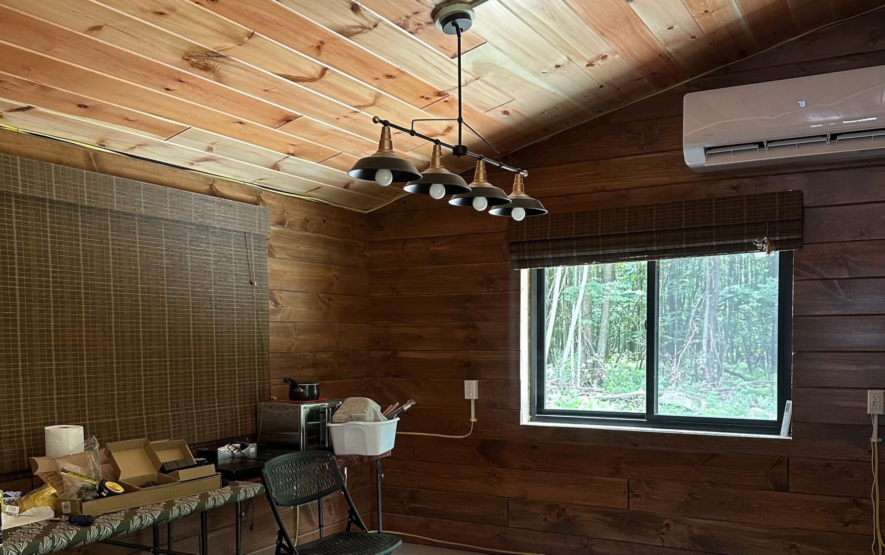 Bamboo Roman Shades for Windows, Cordless Chestnut Natural Woven Wood Lined Roman Shade for Windows, Doors, Porch customer photo 2
