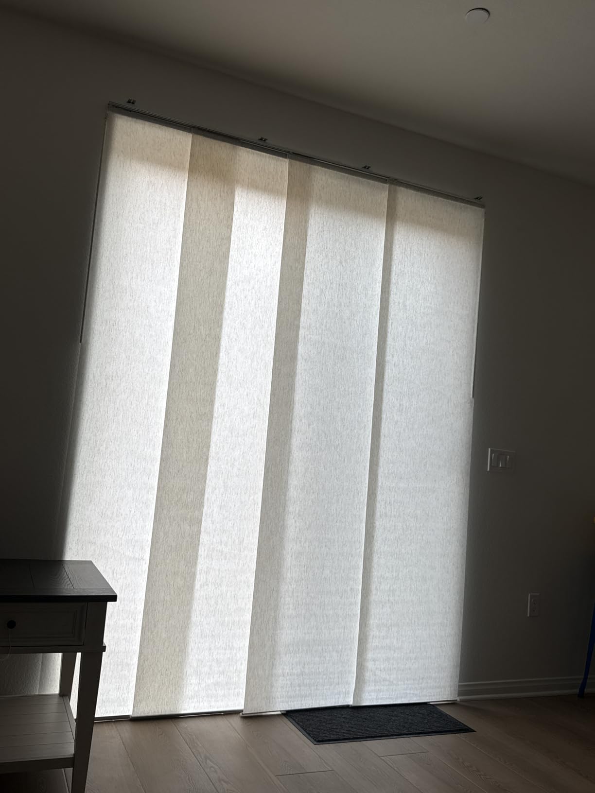 UNISHADES Panel Track Blinds for Sliding Doors, Light Filtering Linen | Extendable Track from 45 3/4