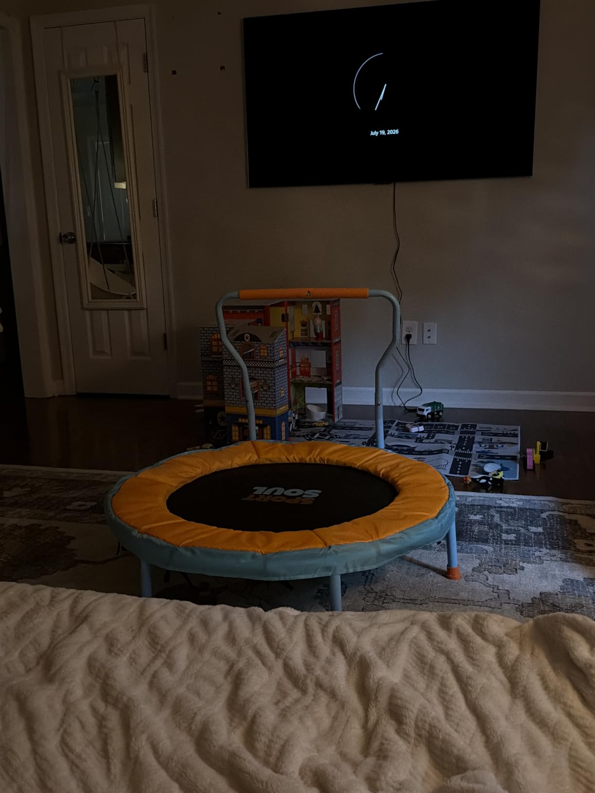 SPORTSOUL Mini Trampoline for Kids 3-6 with Super Safe Foam Handle Bar, 3ft Toddler Trampoline Indoor with No-Gap Cover customer photo 1