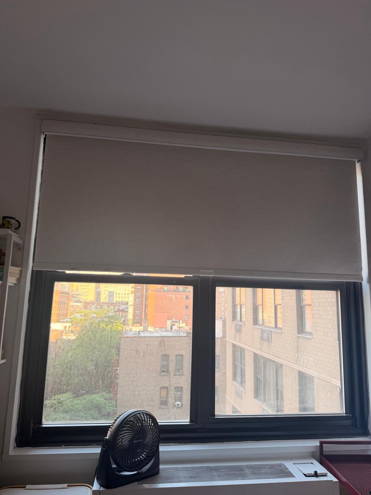 Joydeco Blackout Roller Shades, Cordless Window Blinds with Valance, Total Room Darkening Thermal Insulated & UV Protection, for Home, Bedroom, Office, Door (Blackout Cream White, 35
